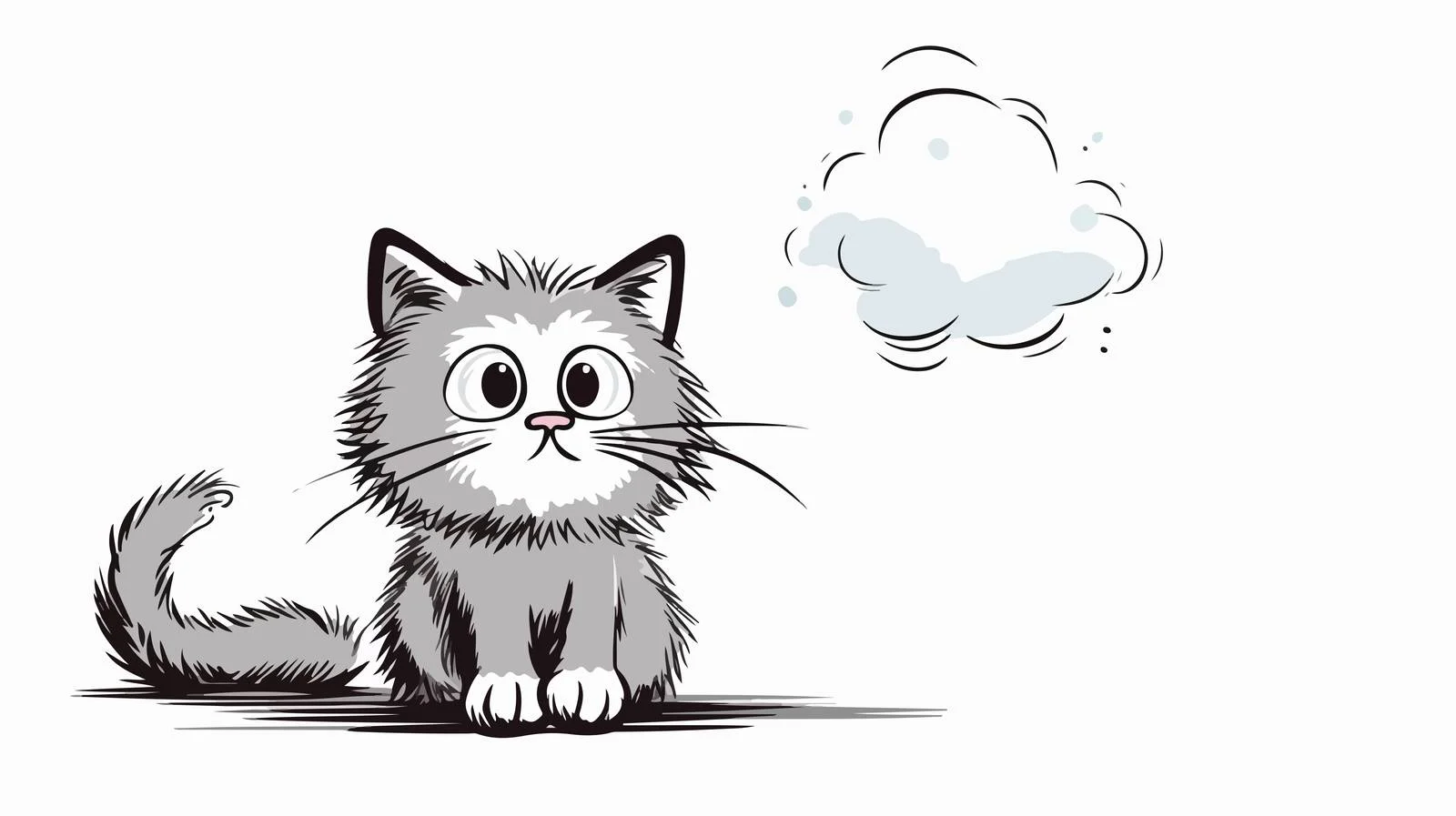 Cartoon Cat with Thought Bubble — free download from Dotvec