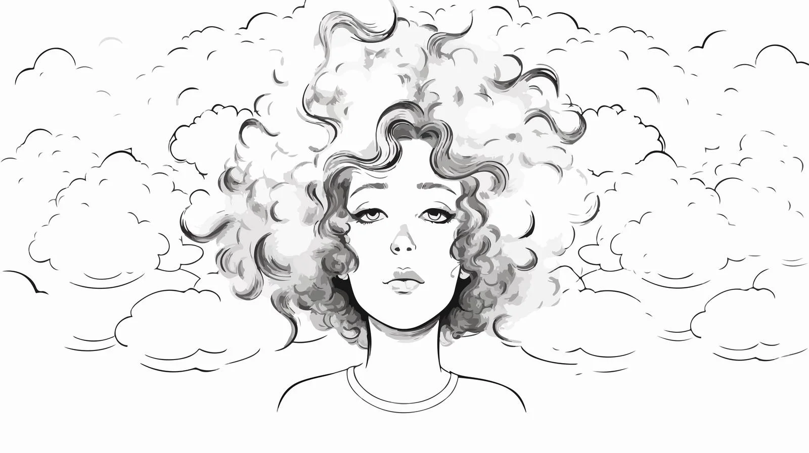 Hand-Drawn Female Face with Thought Bubble — free download from Dotvec