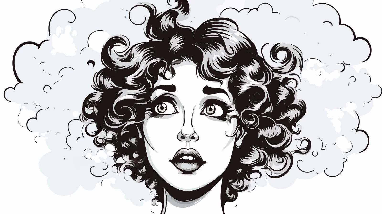 Cartoon Female with Thought Bubble Drawing — free download from Dotvec