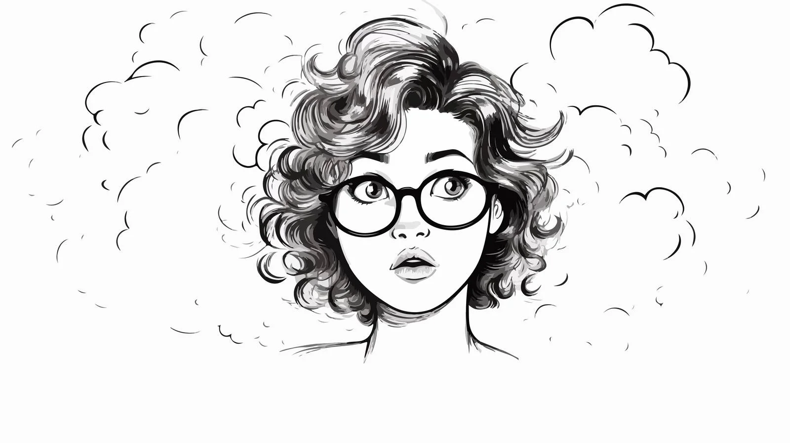 Cartoon Female Face with Thought Bubble — free download from Dotvec
