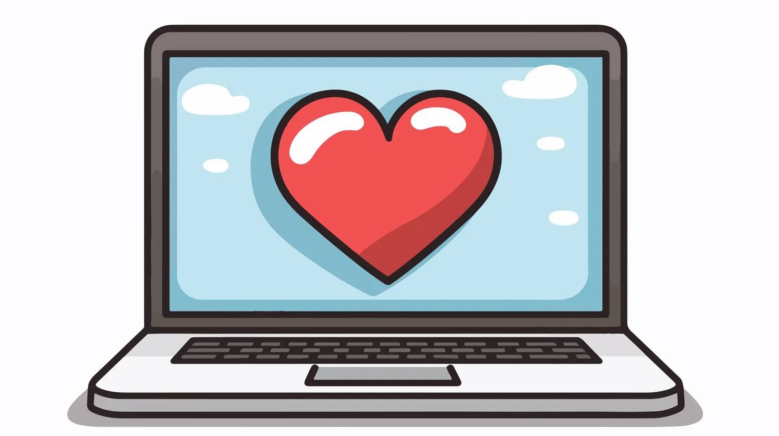 Cartoon Laptop with Thought Bubble — free download from Dotvec