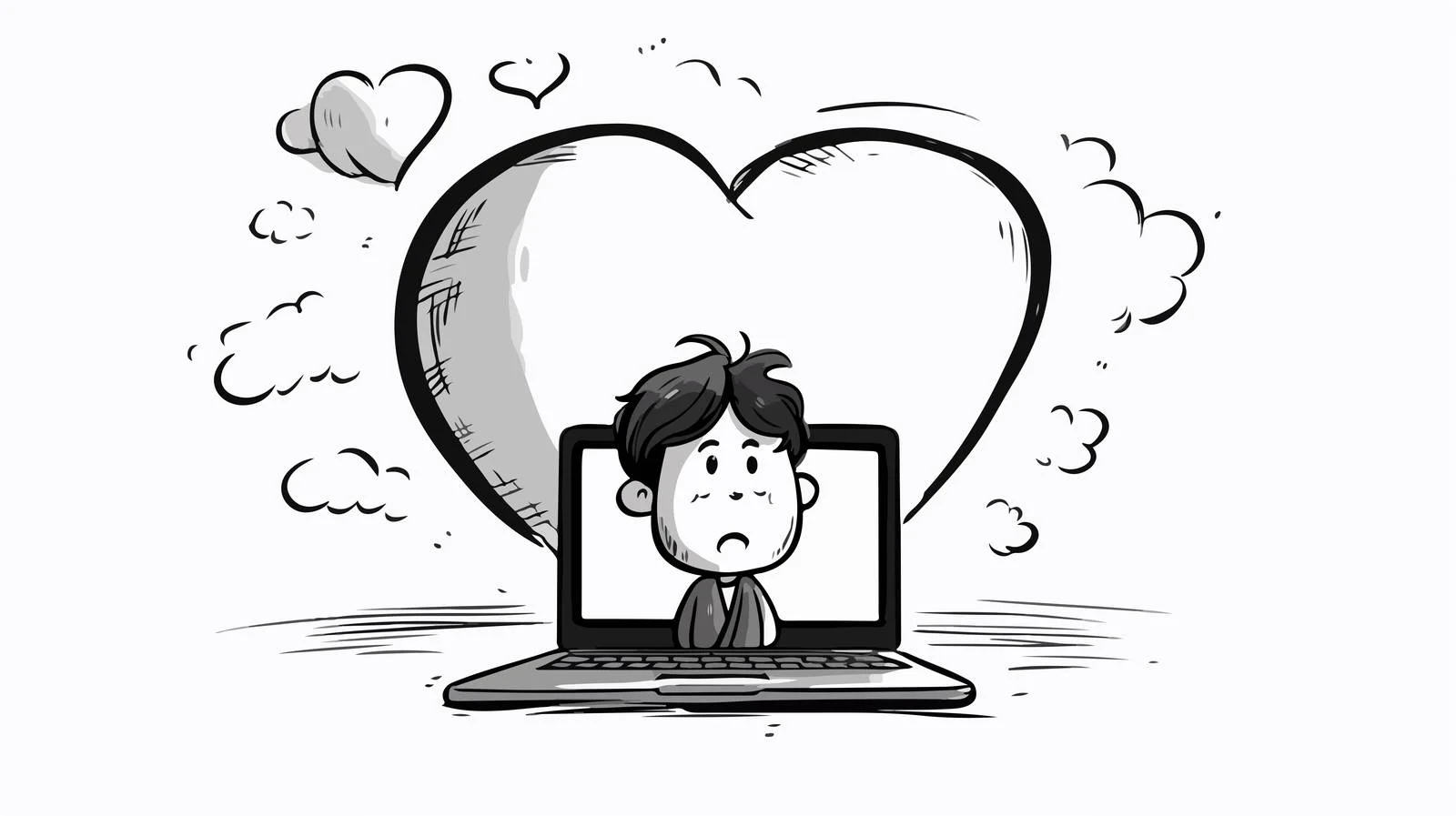 Cartoon Thought Bubble on Laptop — free download from Dotvec