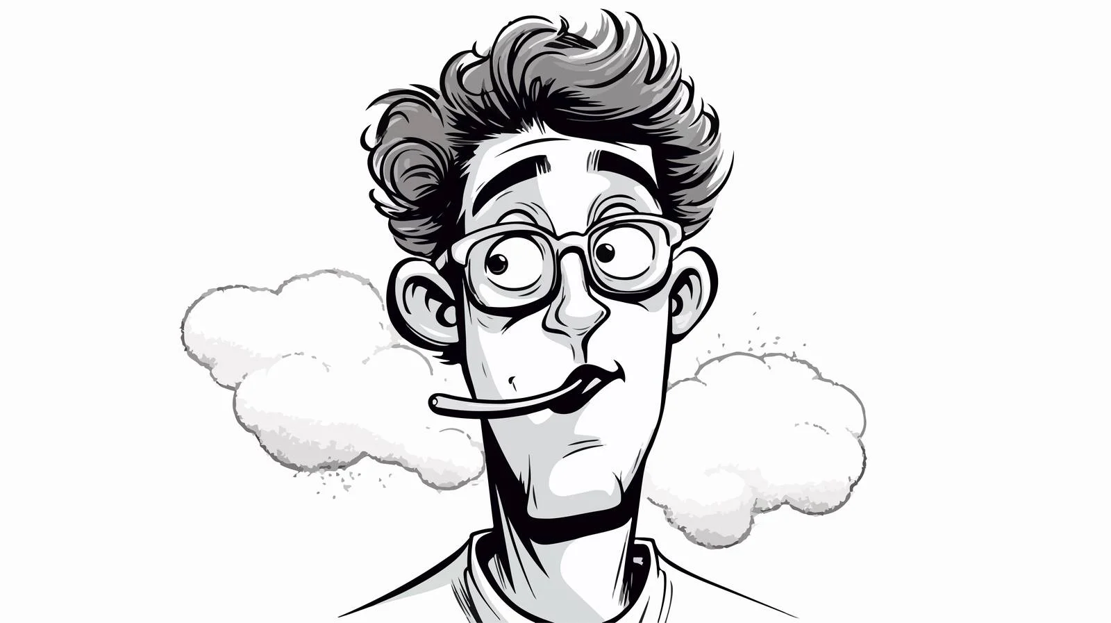 Cartoon Man Biting Lip with Thought Bubble — free download from Dotvec