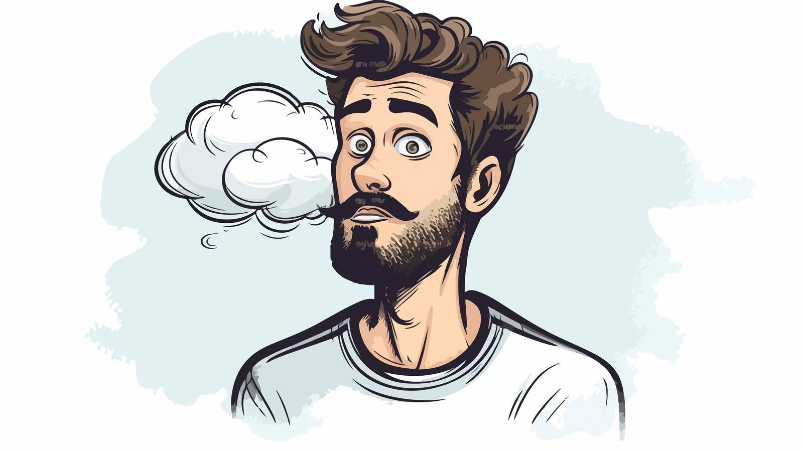 Comic Man Biting Lip with Thought Bubble – free biting image from Dotvec