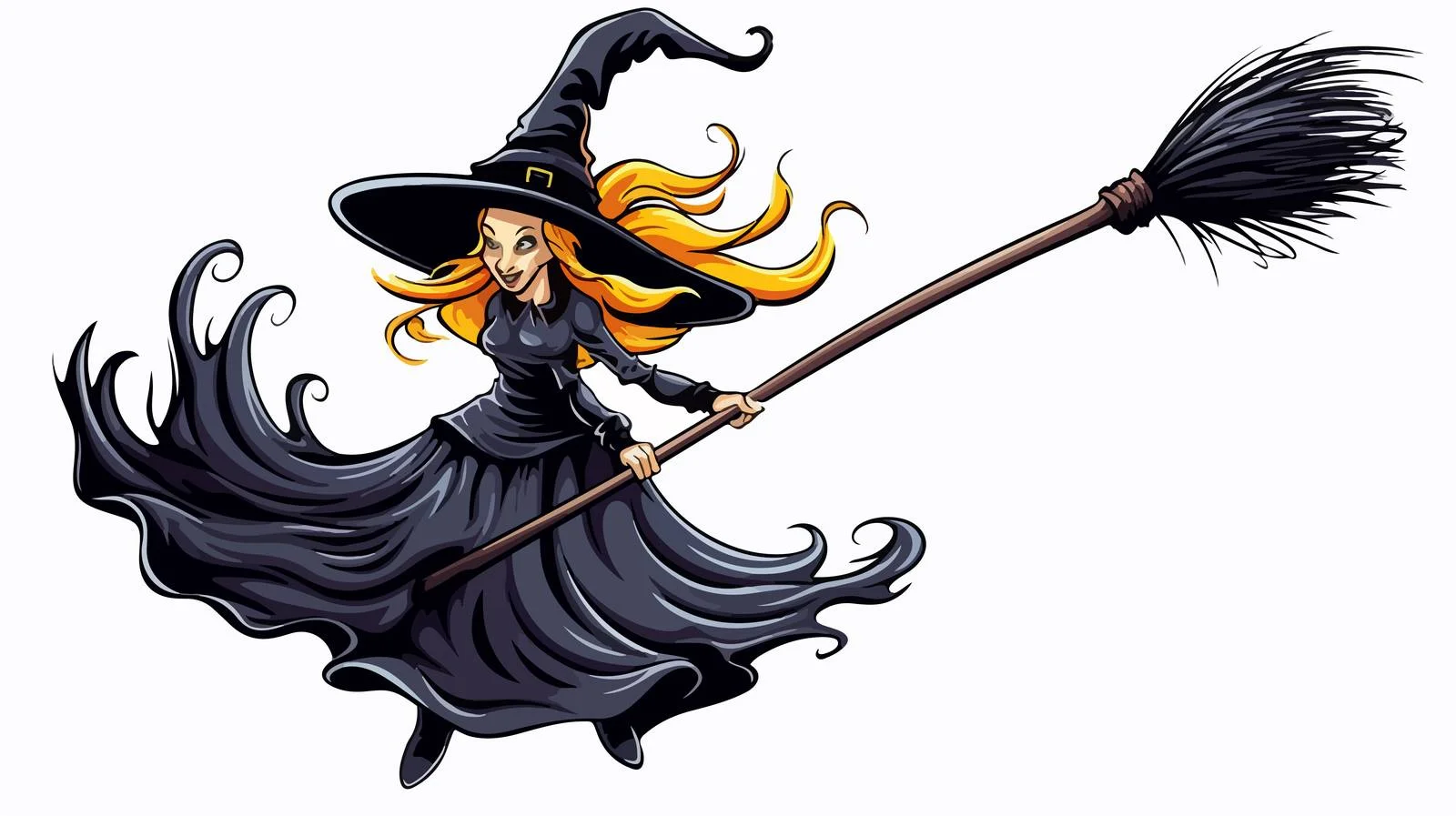 Witch Cartoon Character with Thought Bubble — free download from Dotvec