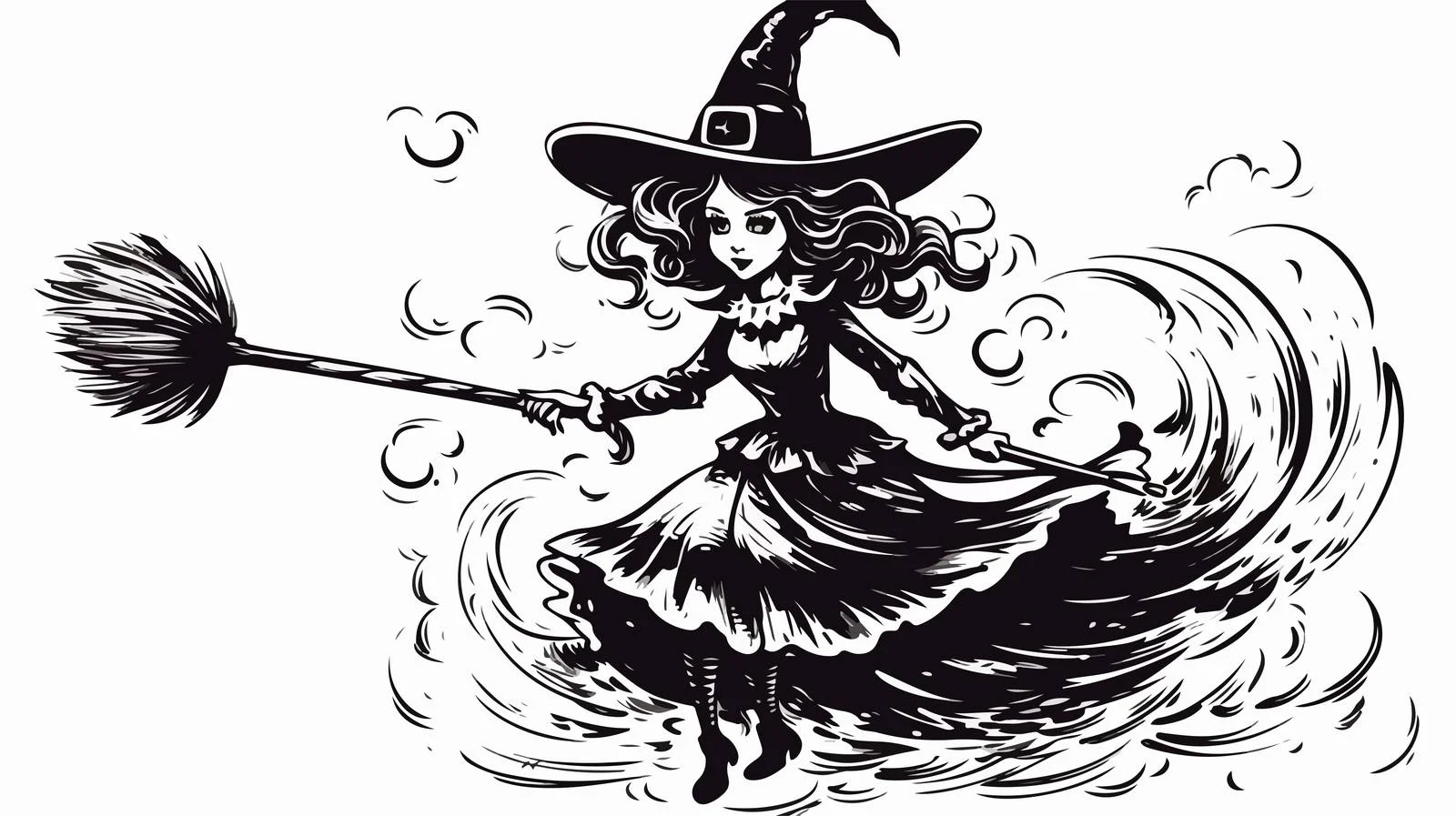 Cartoon Witch with Thought Bubble — free download from Dotvec