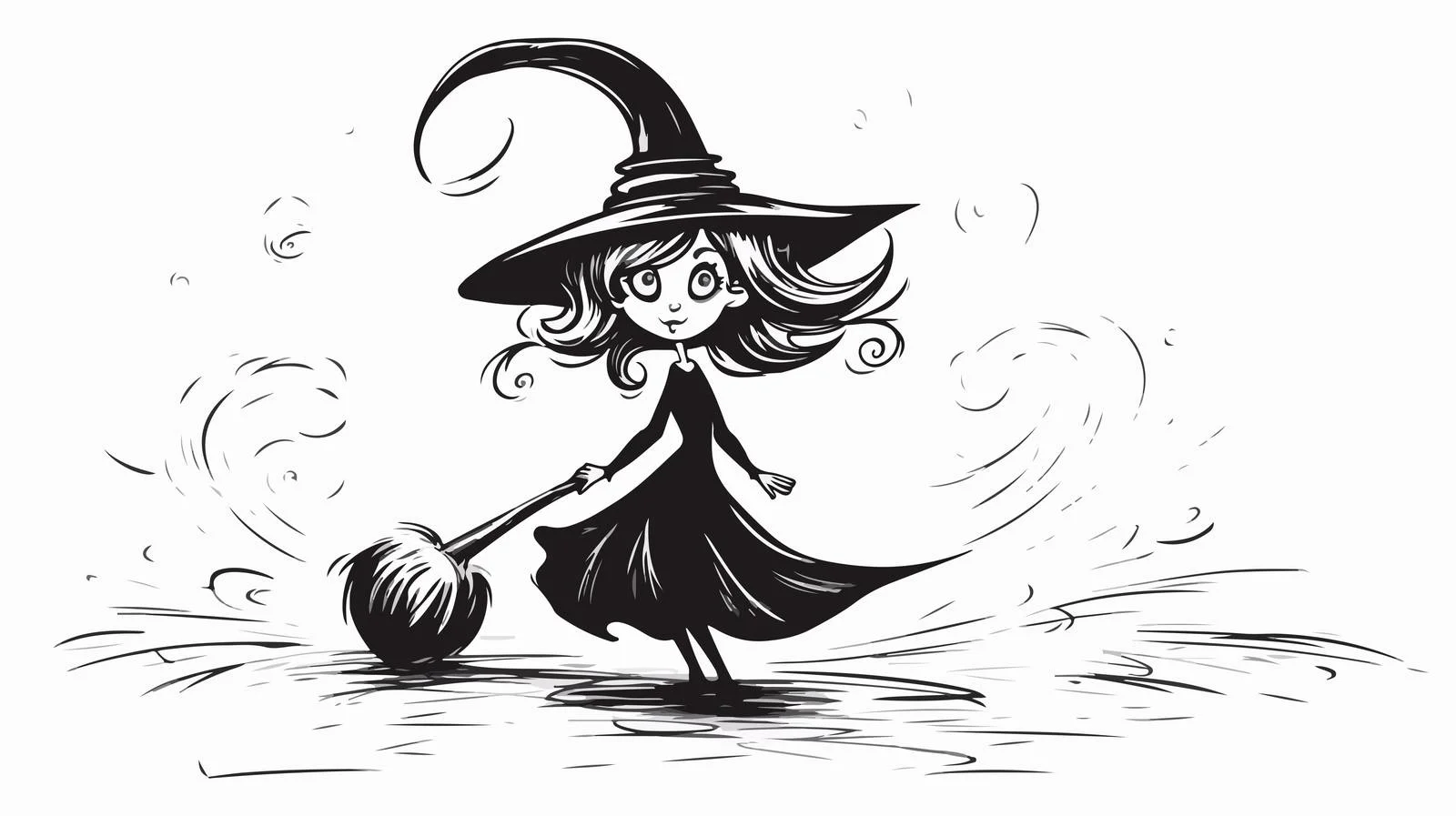 Cartoon Witch with Thought Bubble — free download from Dotvec