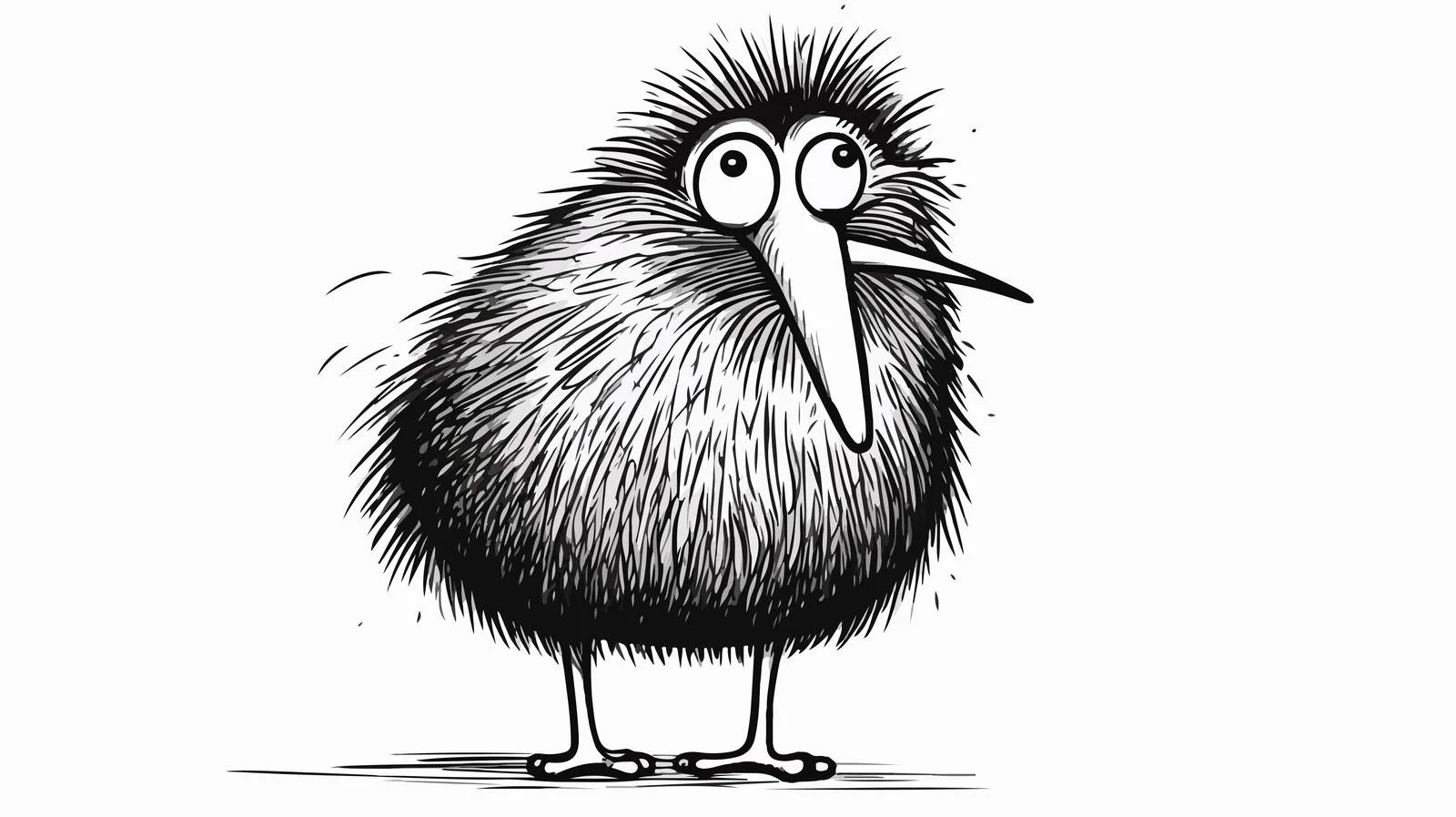 Cartoon Kiwi with Textured Thought Bubble — free download from Dotvec