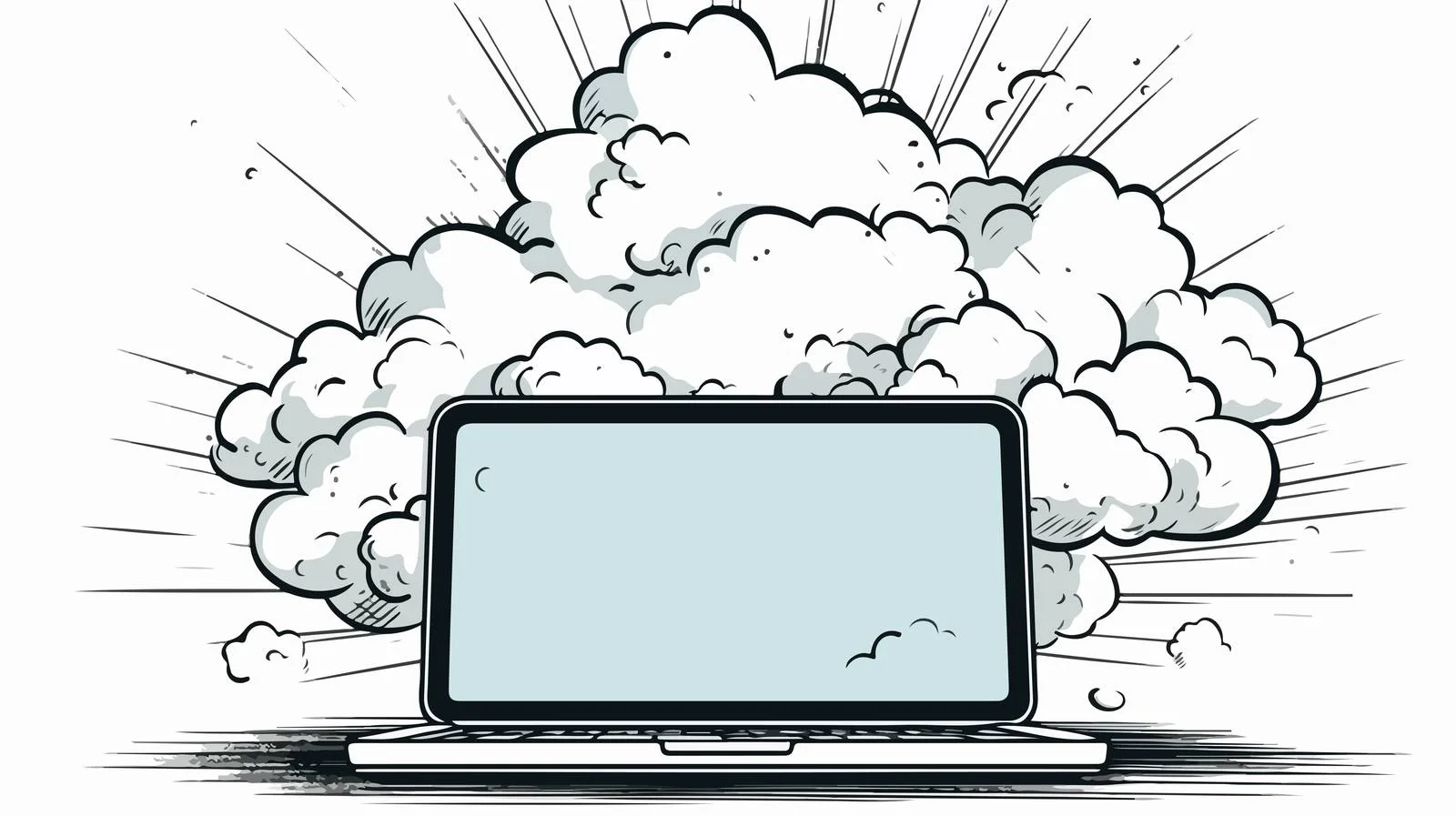 Hand-drawn Thought Bubble on Cartoon Laptop — free download from Dotvec