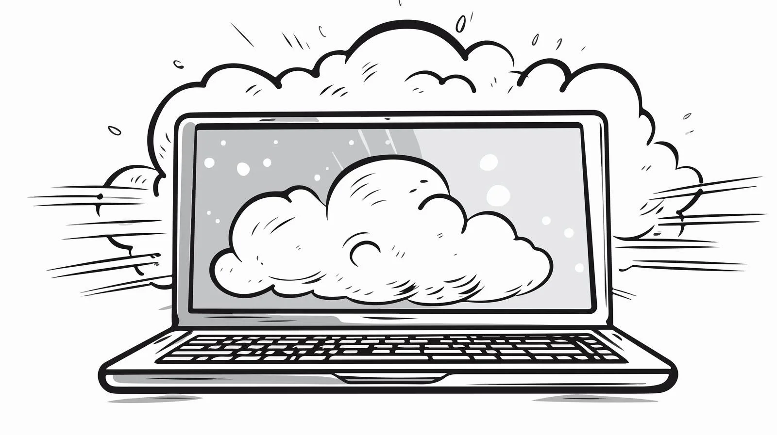 Illustrated Thought Bubble Laptop Cartoon — free download from Dotvec