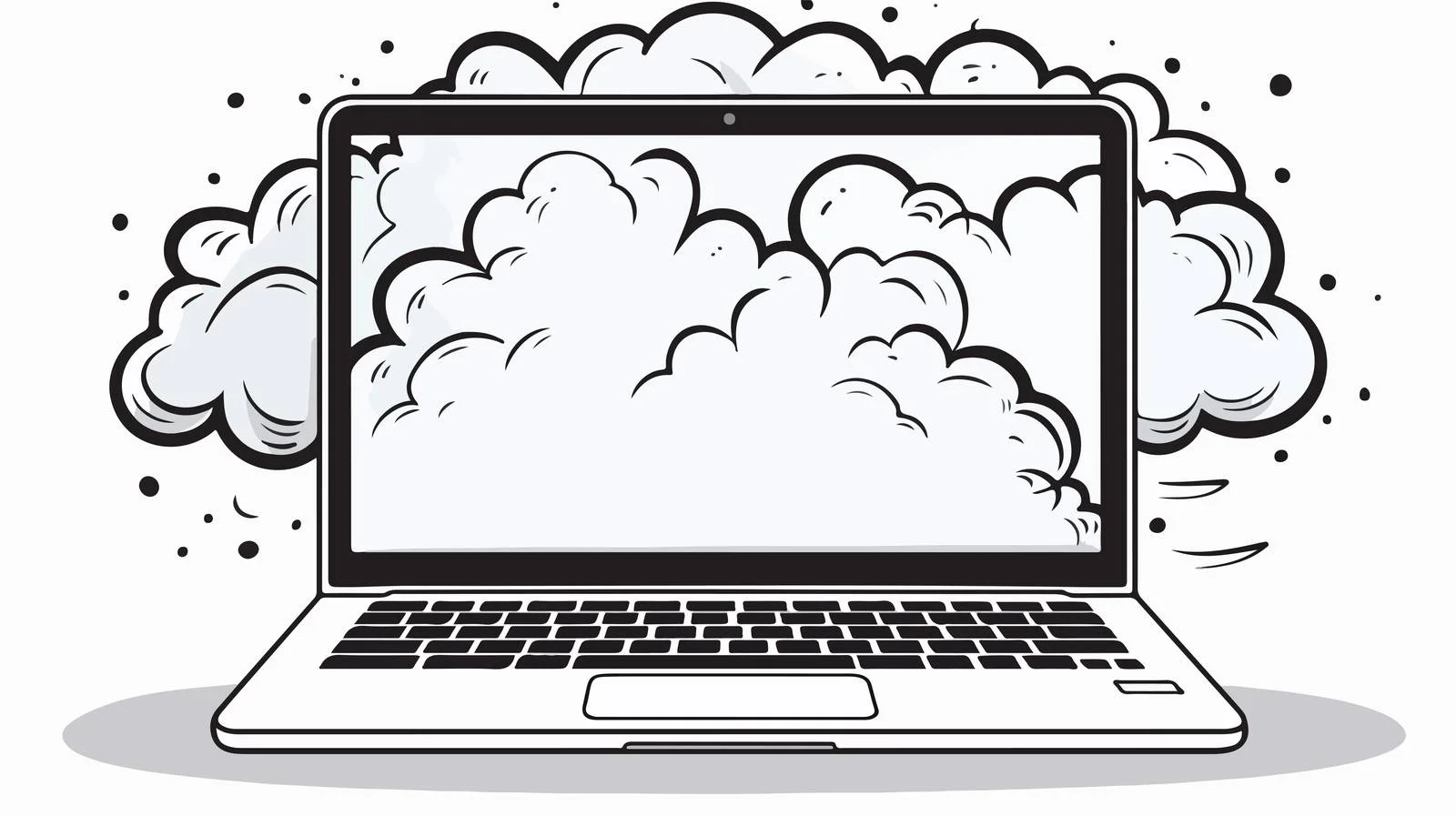 Whimsical Laptop Thought Bubble Sketch — free download from Dotvec