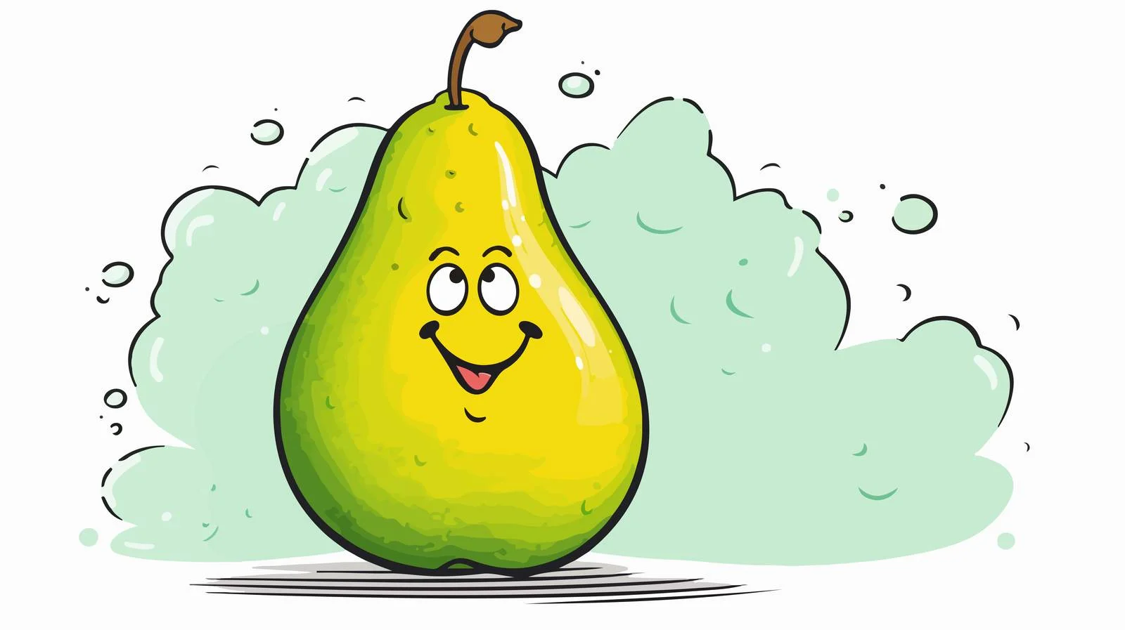 Whimsical Cartoon Pear with Thought Bubble — free download from Dotvec