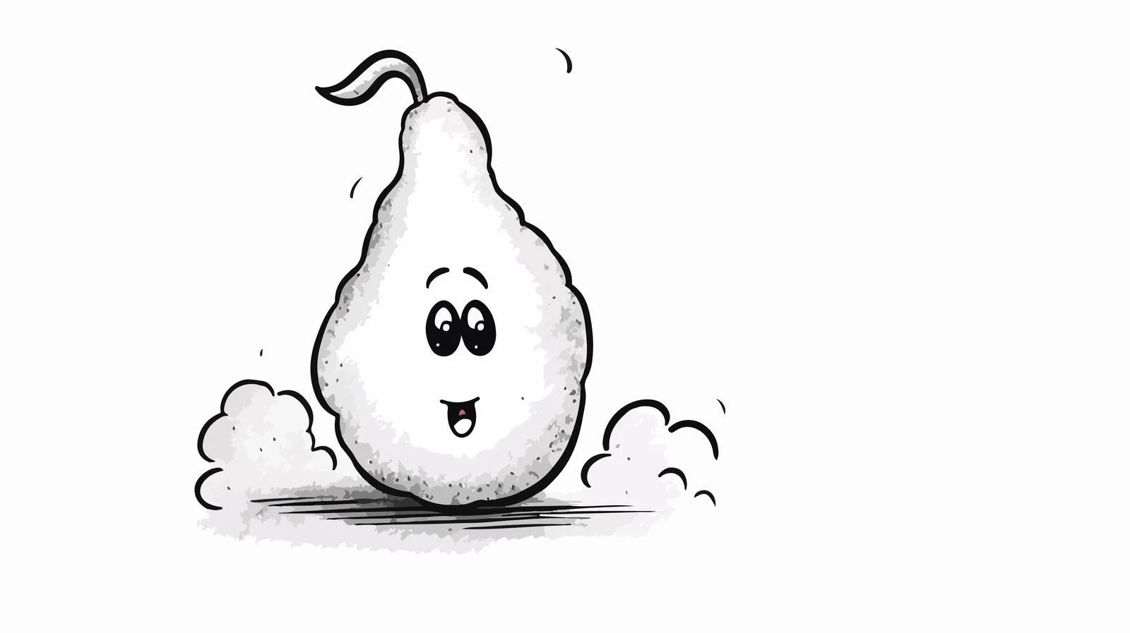 Whimsical Cartoon Pear with Textured Thought Bubble — free download from Dotvec