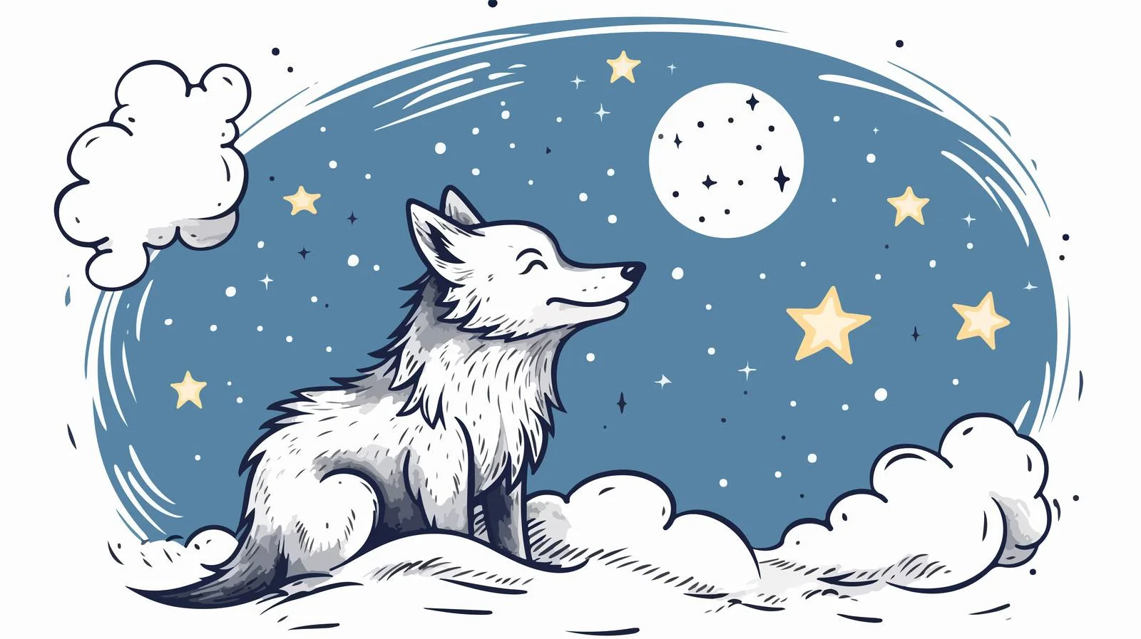 Whimsical Cartoon Wolf in Thought Bubble — free download from Dotvec