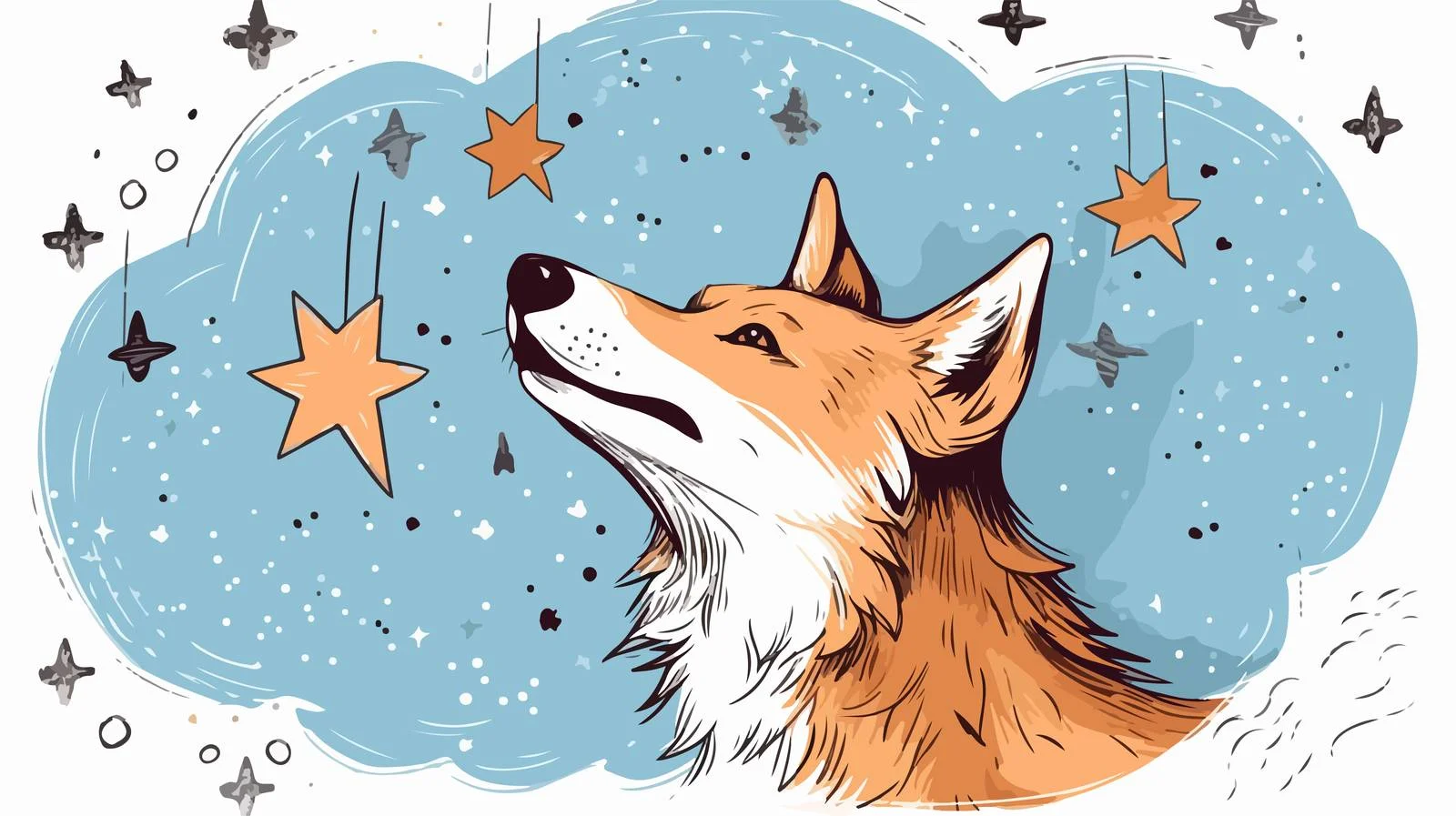 Playful Cartoon Wolf with Thought Bubble — free download from Dotvec