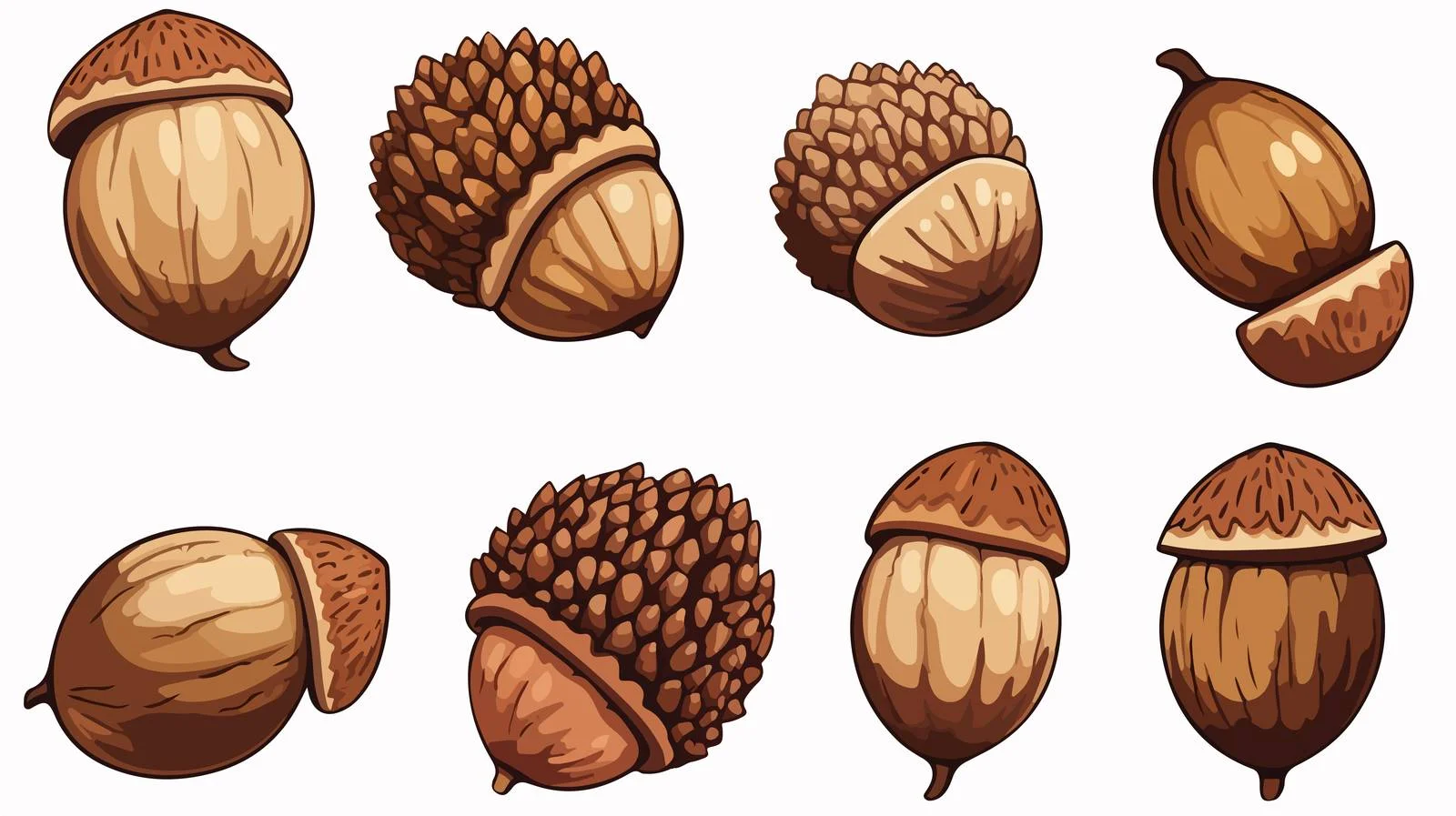 Retro Cartoon Acorns Stock Illustration — free download from Dotvec