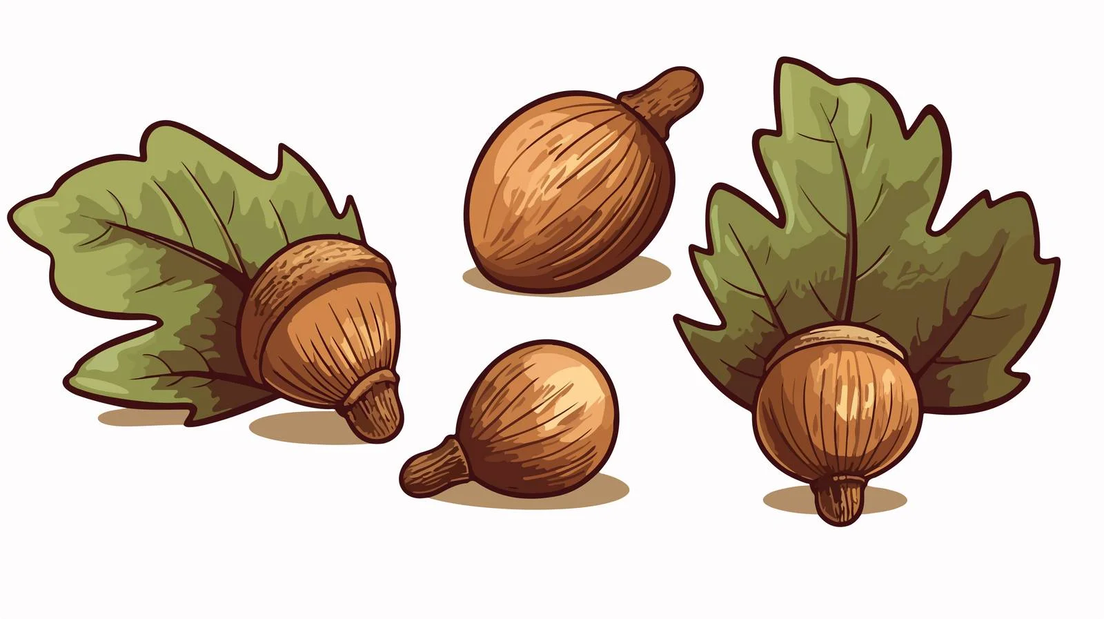 Retro Cartoon Acorns Illustration — free download from Dotvec