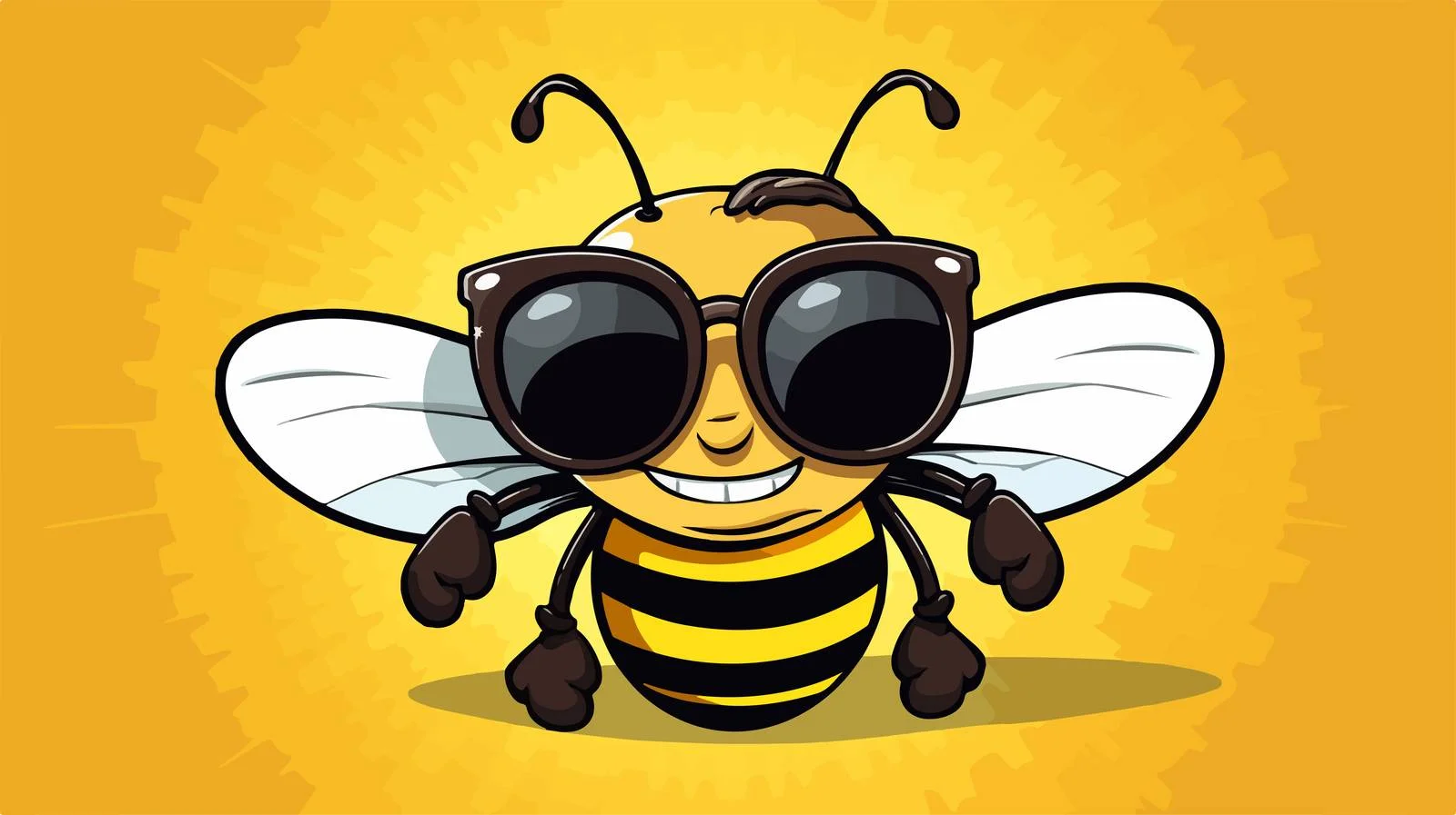 Vintage Cartoon Bee with Sunglasses — free download from Dotvec