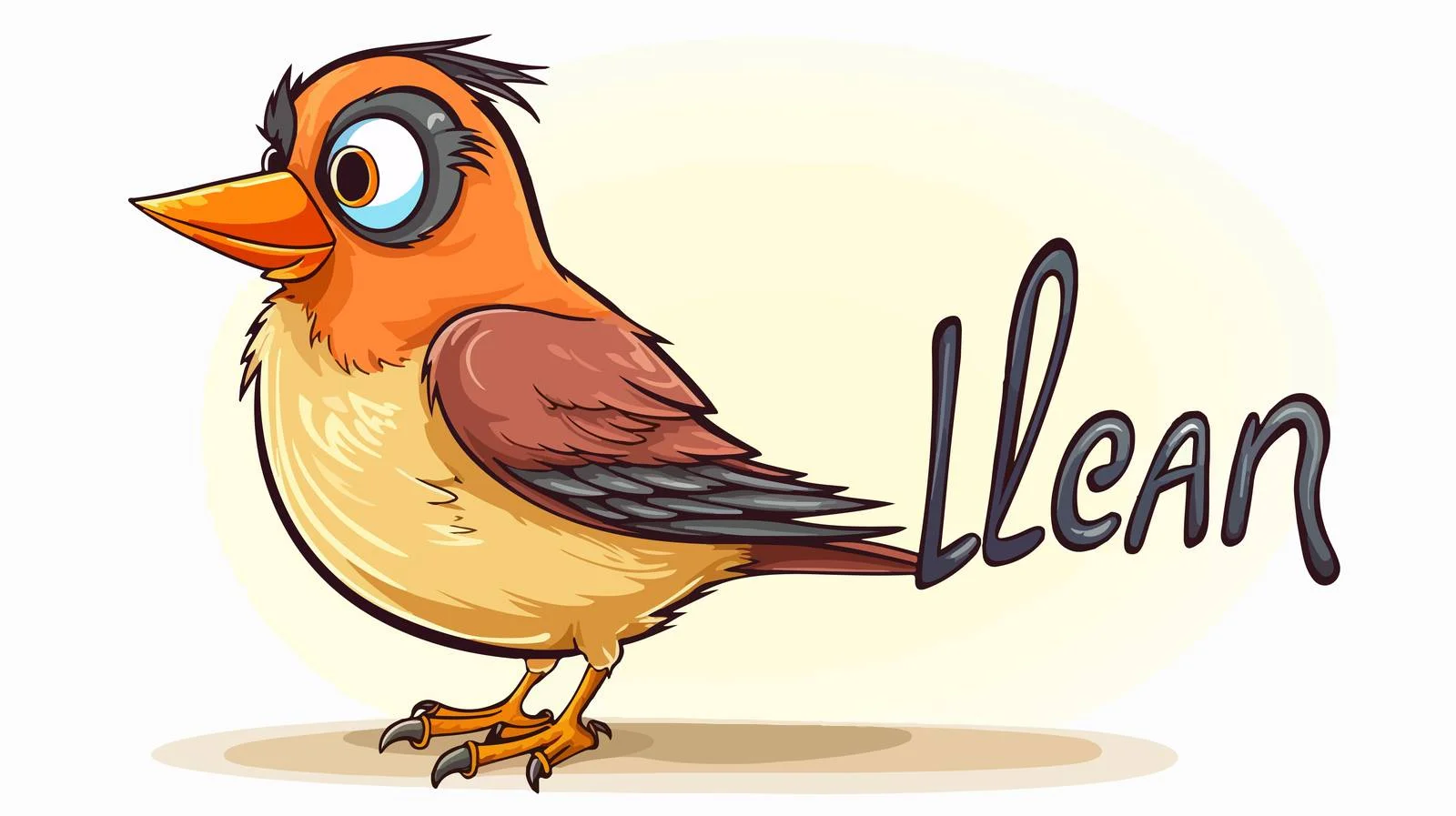 Retro Cartoon Bird with Learn Text — free download from Dotvec