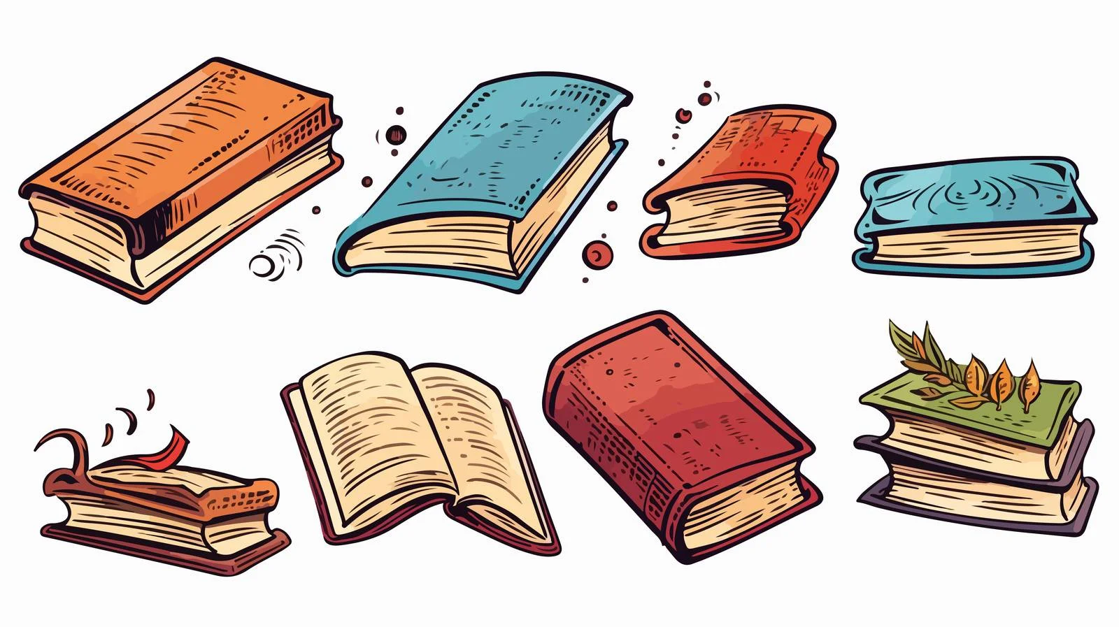 Vintage Cartoon Books Vector Illustration — free download from Dotvec