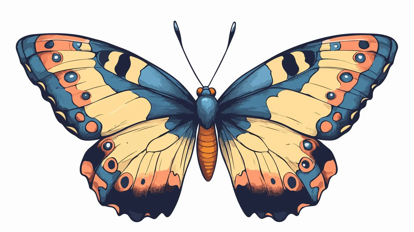 Retro Cartoon Butterfly Vector Illustration — free download from Dotvec