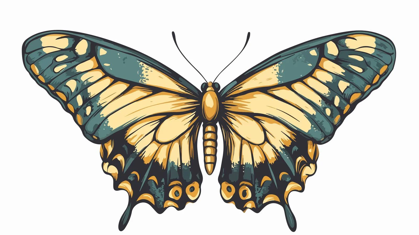 Retro Cartoon Butterfly Vector Illustration — free download from Dotvec