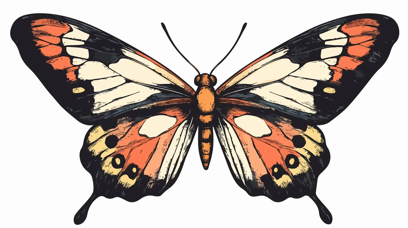 Retro Cartoon Butterfly Vector Illustration — free download from Dotvec