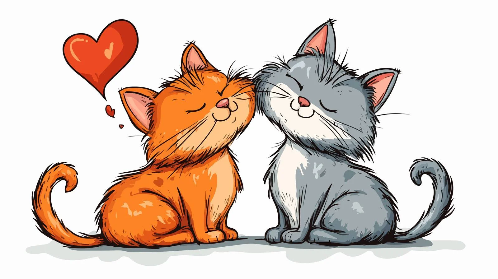 Retro Cartoon Cats in Love Illustration — free download from Dotvec