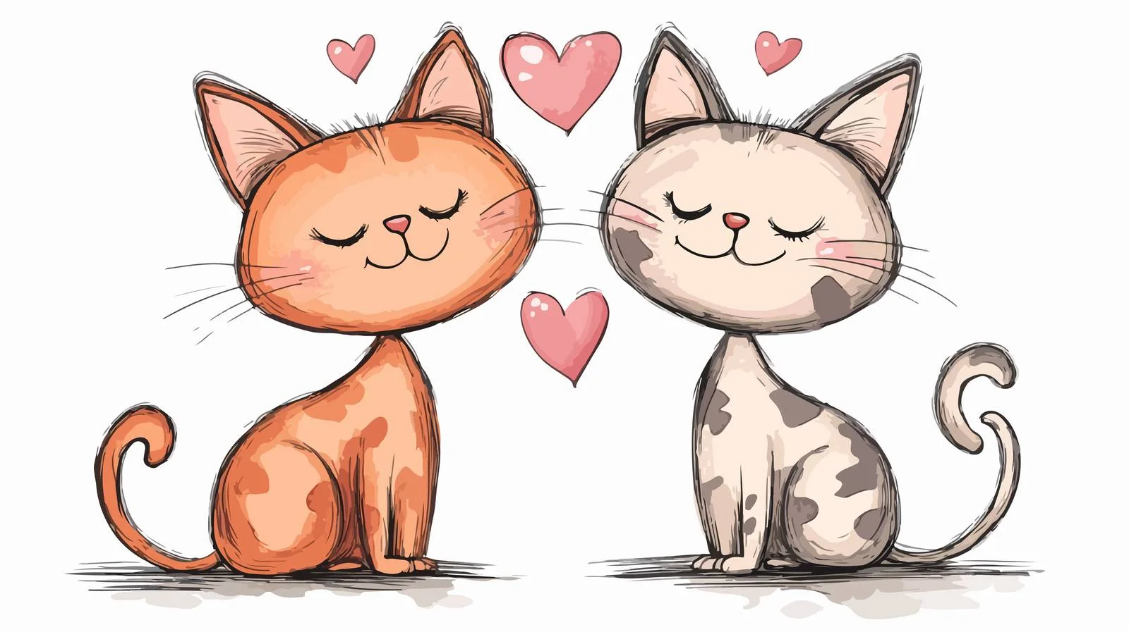 Retro Cartoon Cats in Love Illustration — free download from Dotvec