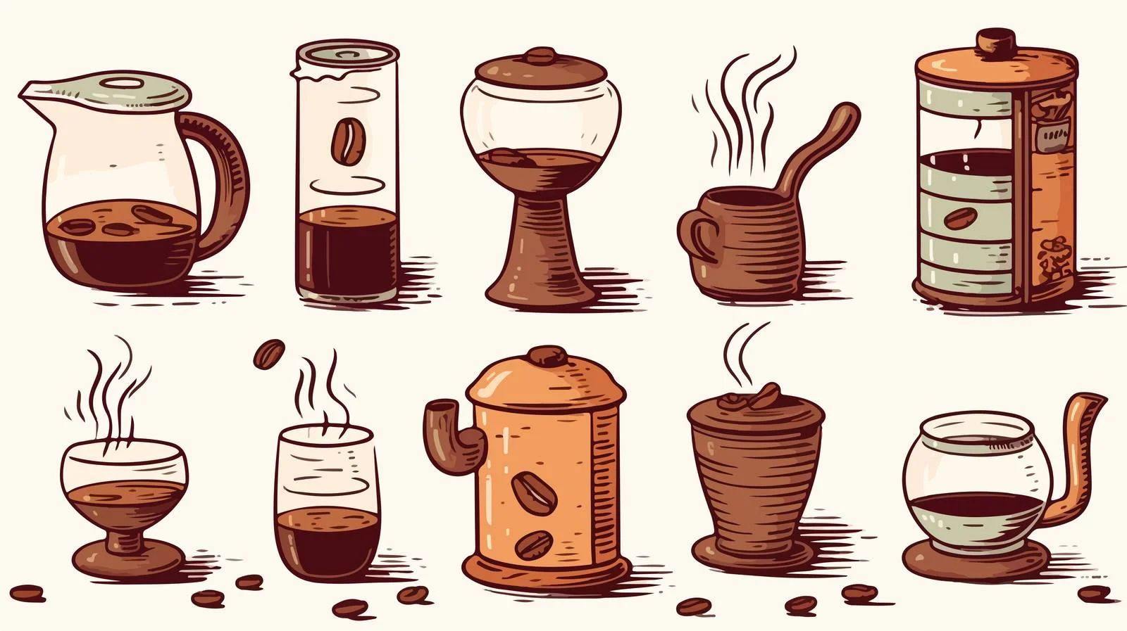 Vintage Coffee Cartoon Vector Illustration — free download from Dotvec