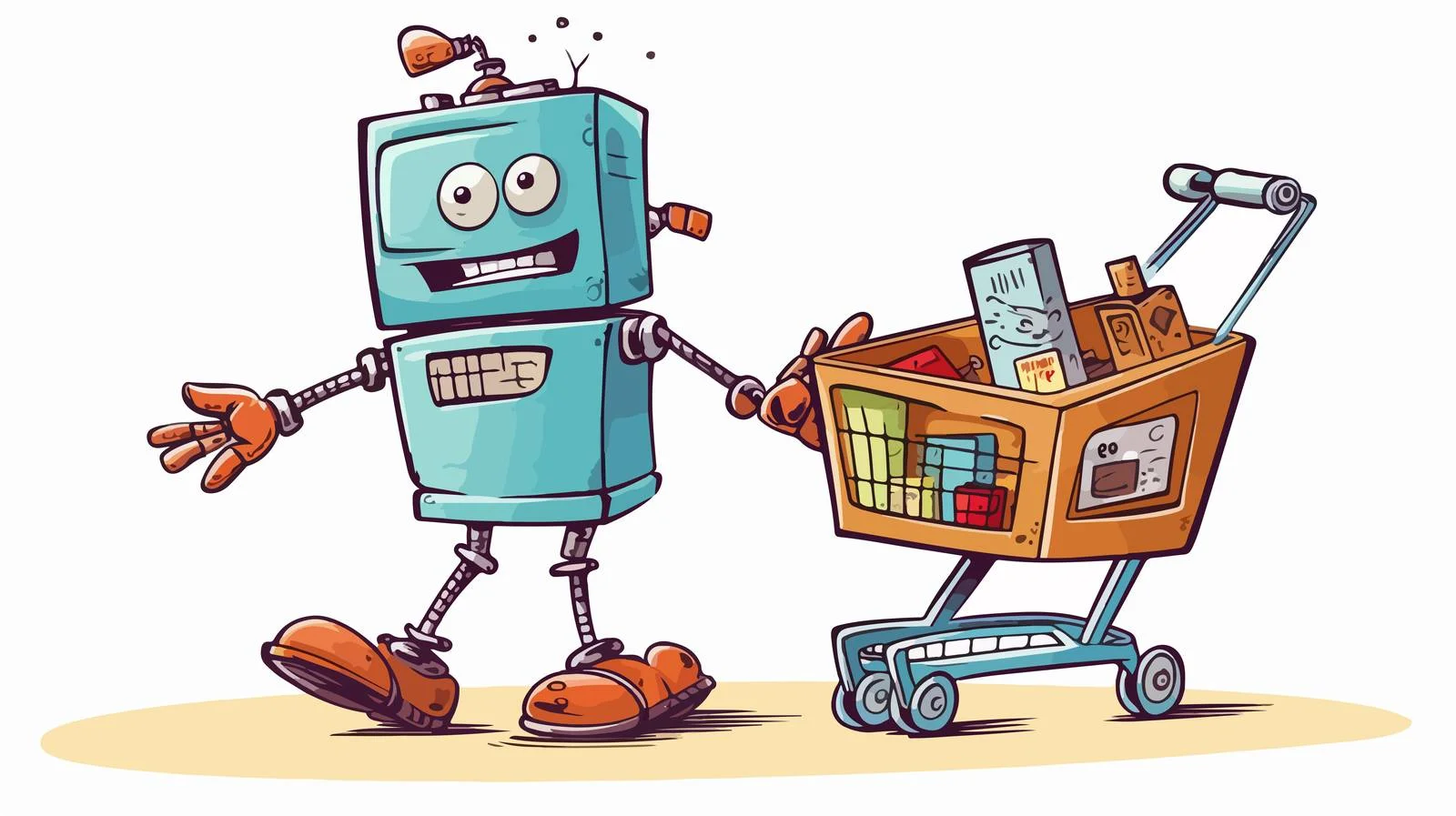 Vintage Robot Shopping Confusion — free download from Dotvec