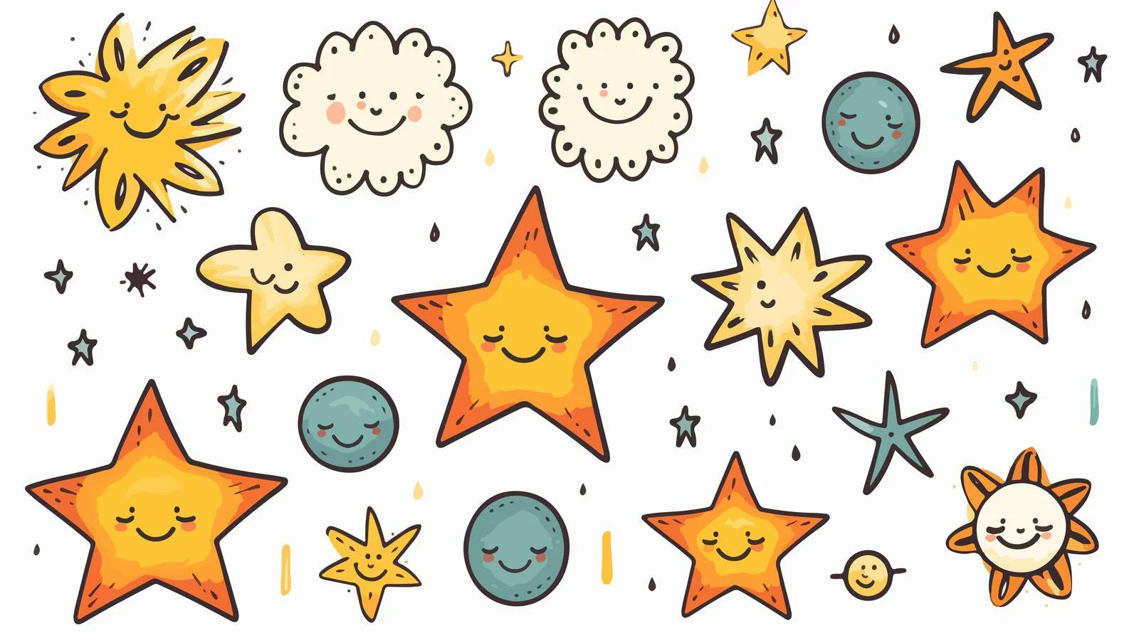 Retro Cartoon Stars Doodle — free download from Dotvec