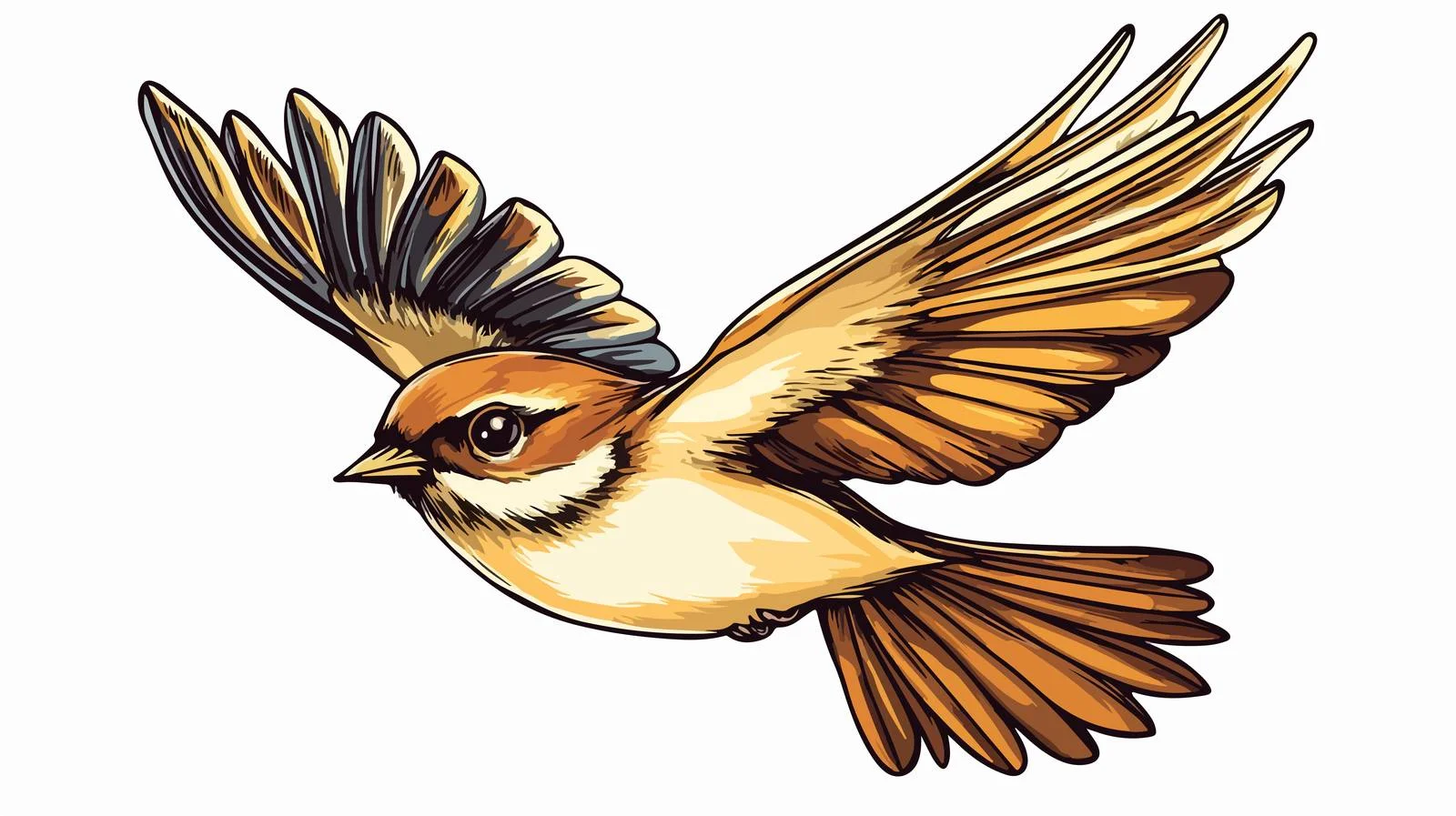 Vintage Flying Bird Cartoon Illustration — free download from Dotvec