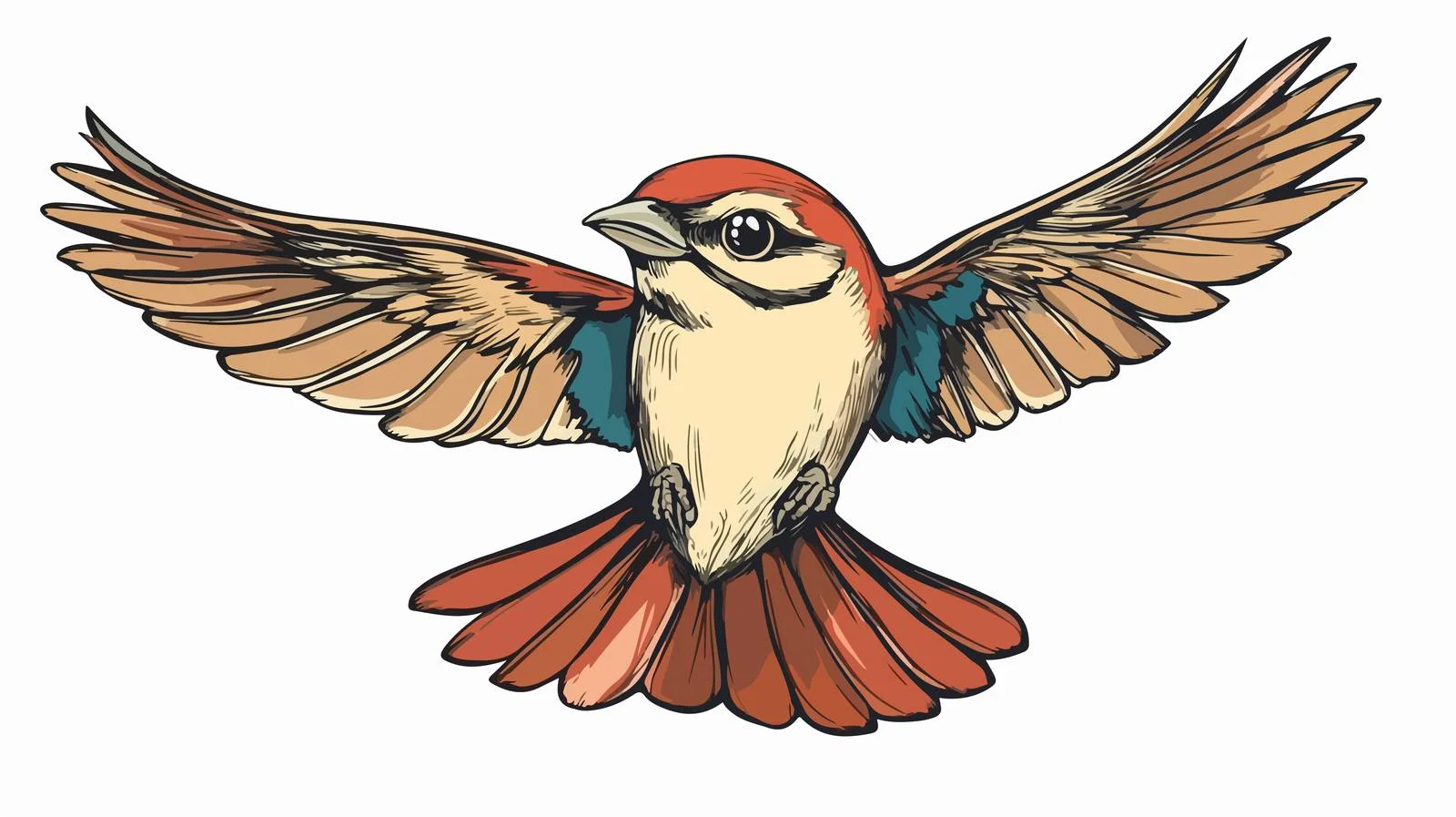 Retro Flying Bird Cartoon Vector Illustration — free download from Dotvec