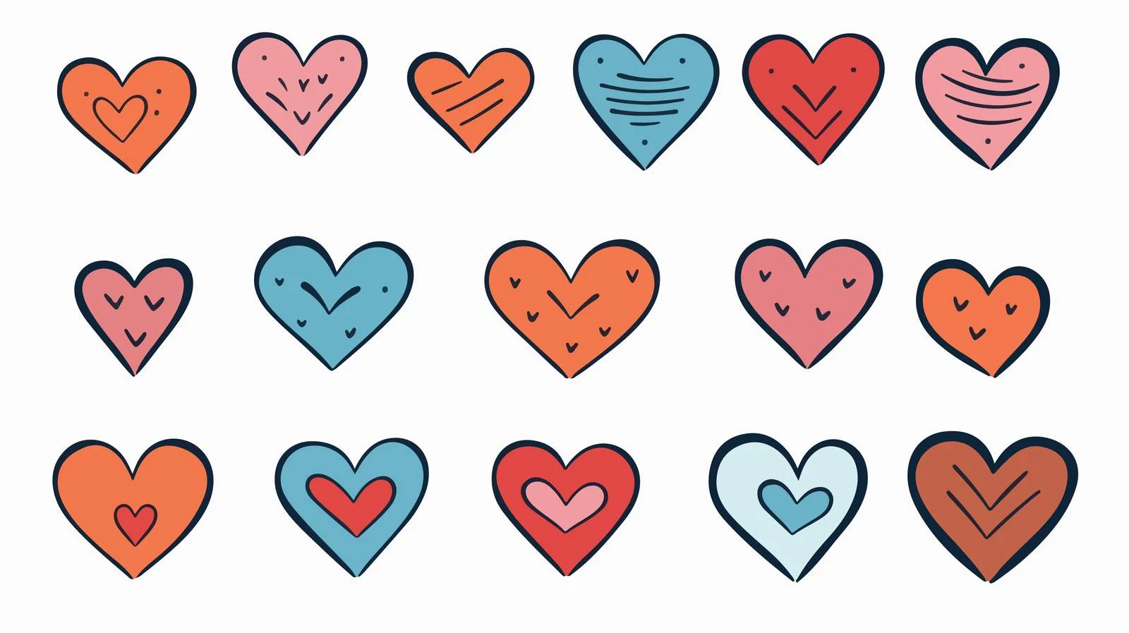 Retro Cartoon Hearts Vector Illustration — free download from Dotvec