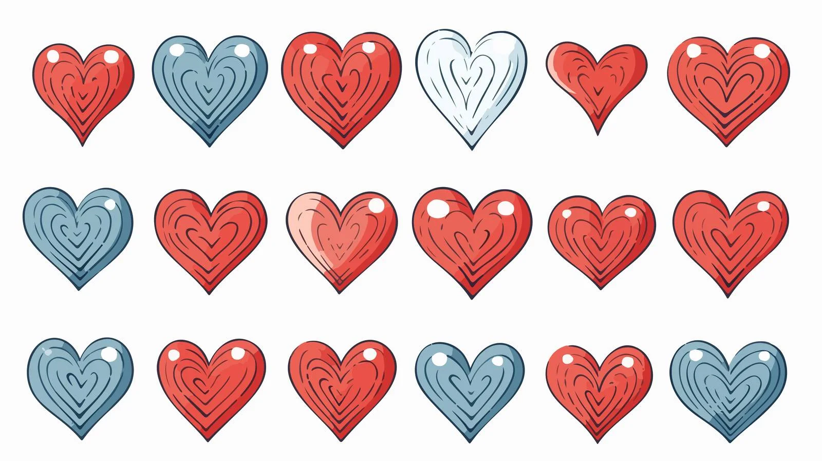 Retro Cartoon Hearts Vector Illustration — free download from Dotvec