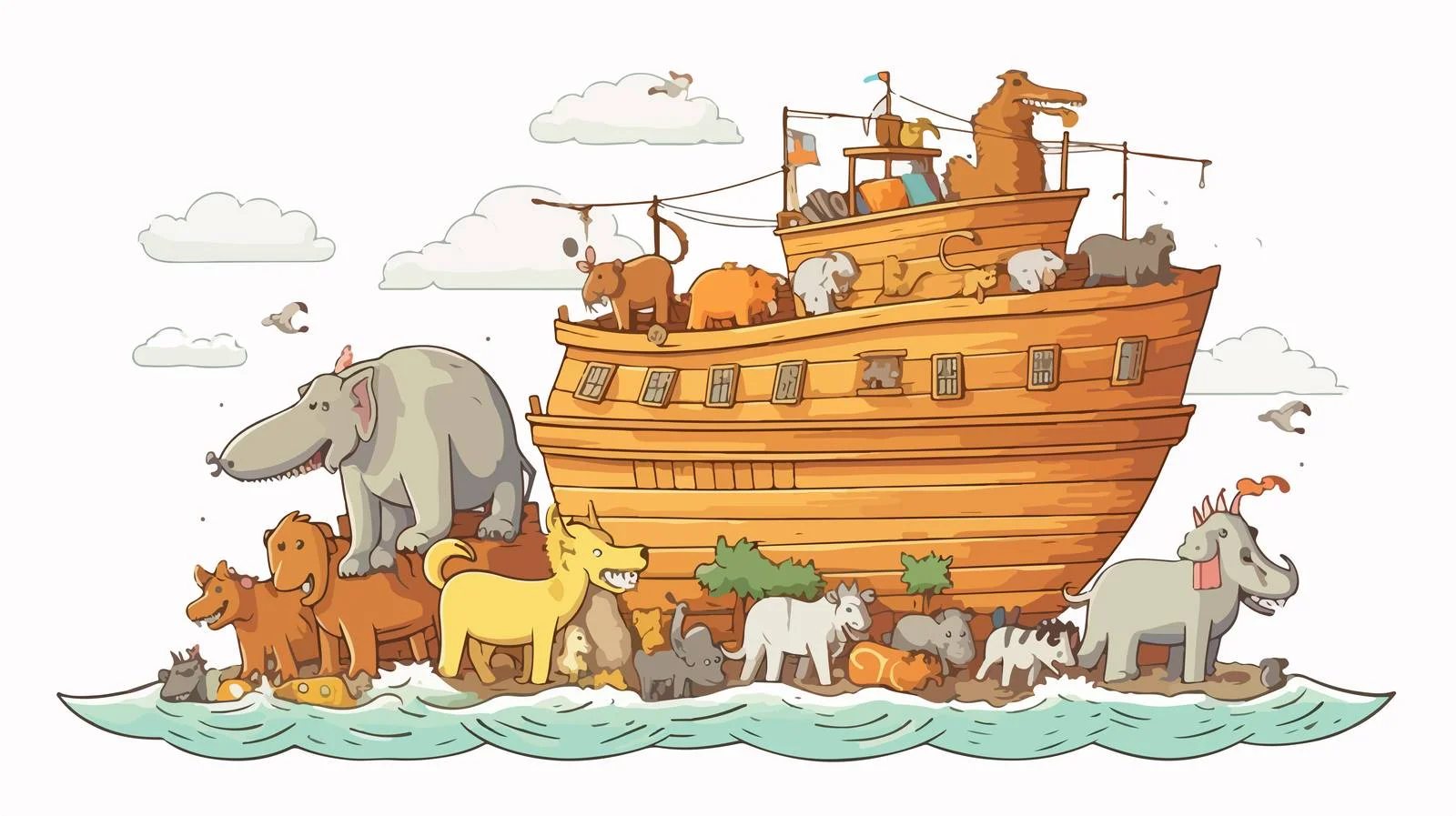 Retro Noah's Ark Cartoon Illustration — free download from Dotvec