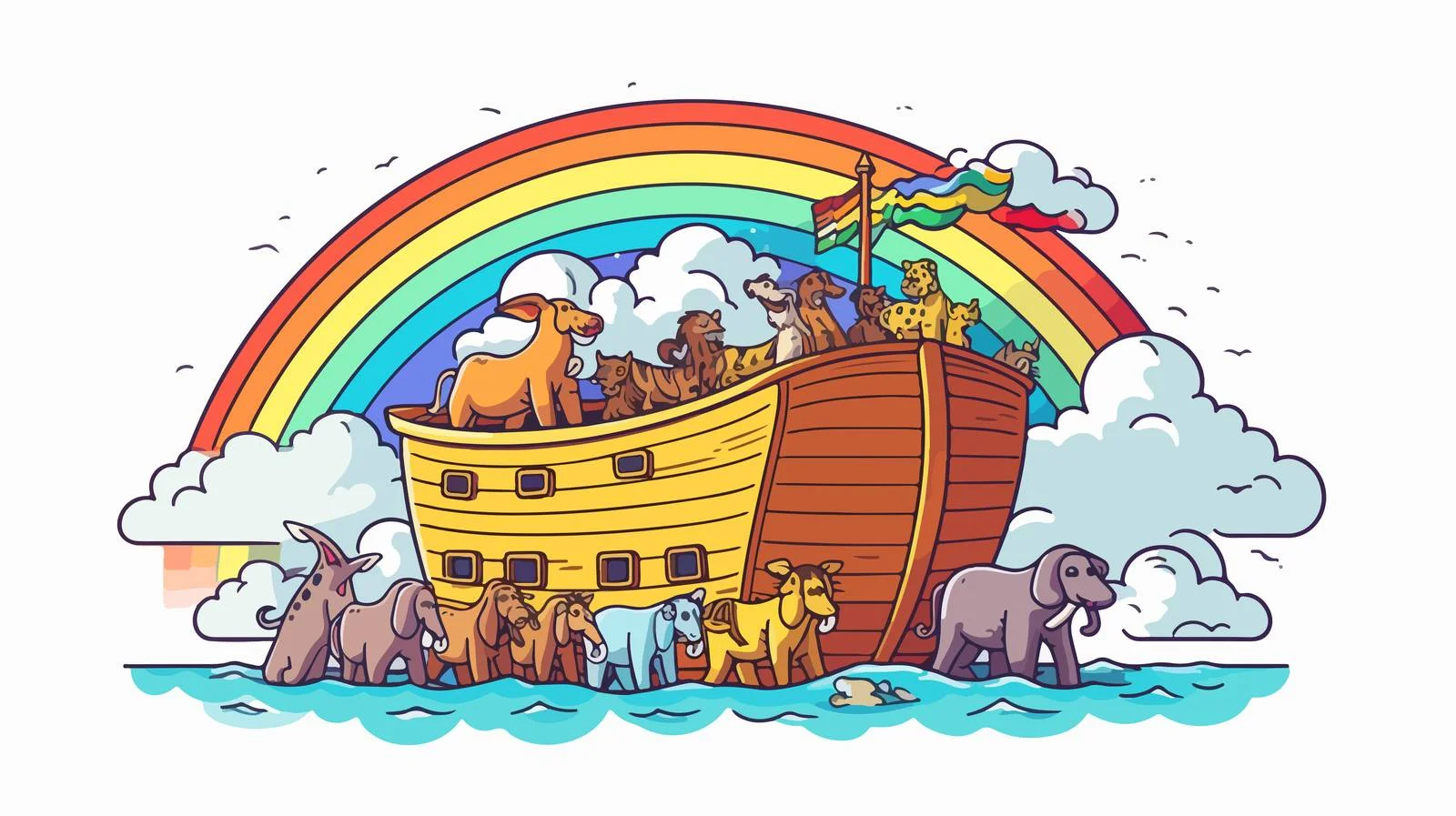 Noah's Ark Retro Cartoon Illustration — free download from Dotvec