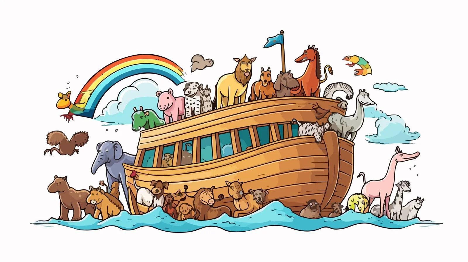Noah's Ark Retro Cartoon Illustration — free download from Dotvec