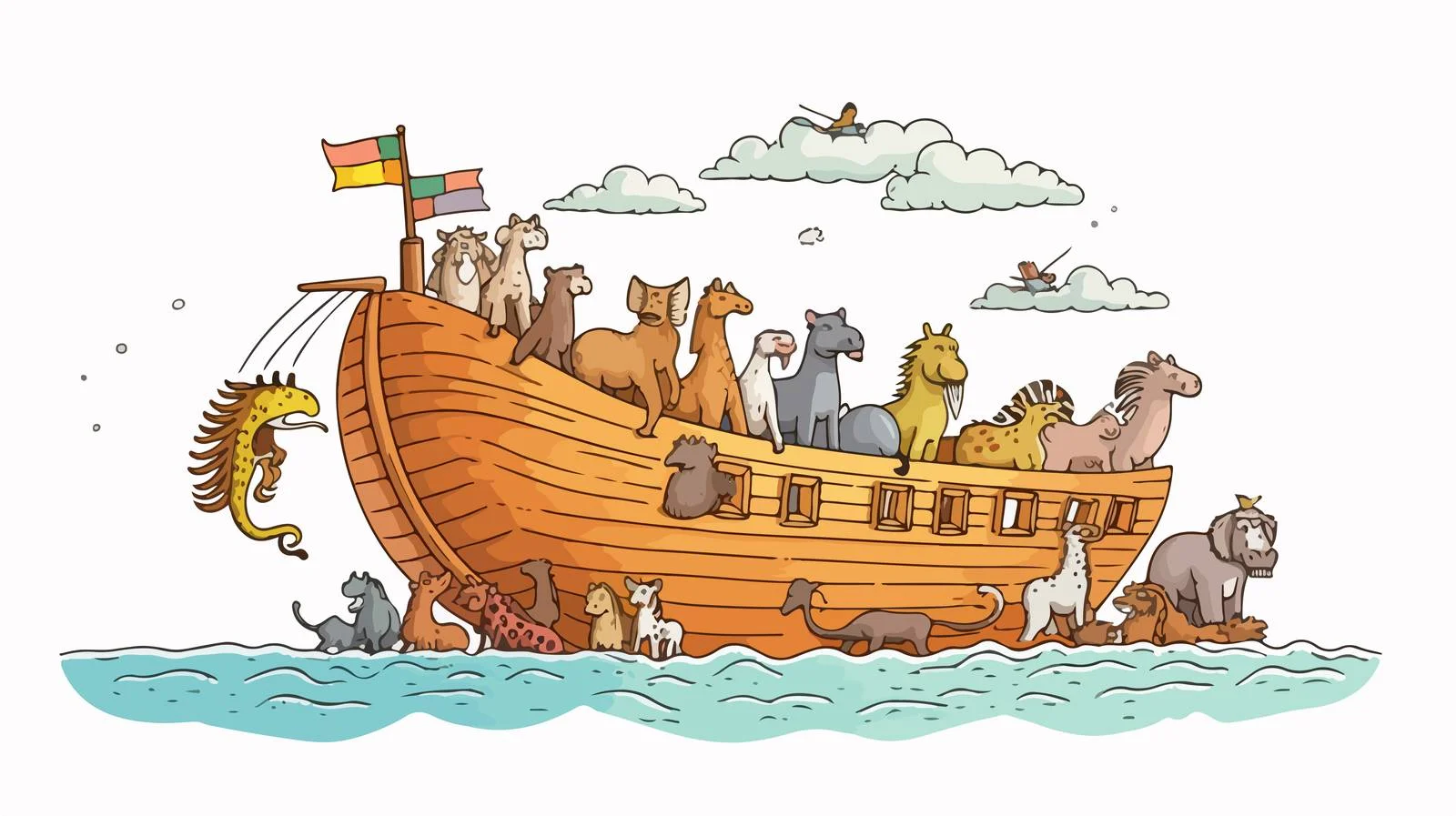 Vintage Noah's Ark Cartoon Illustration — free download from Dotvec