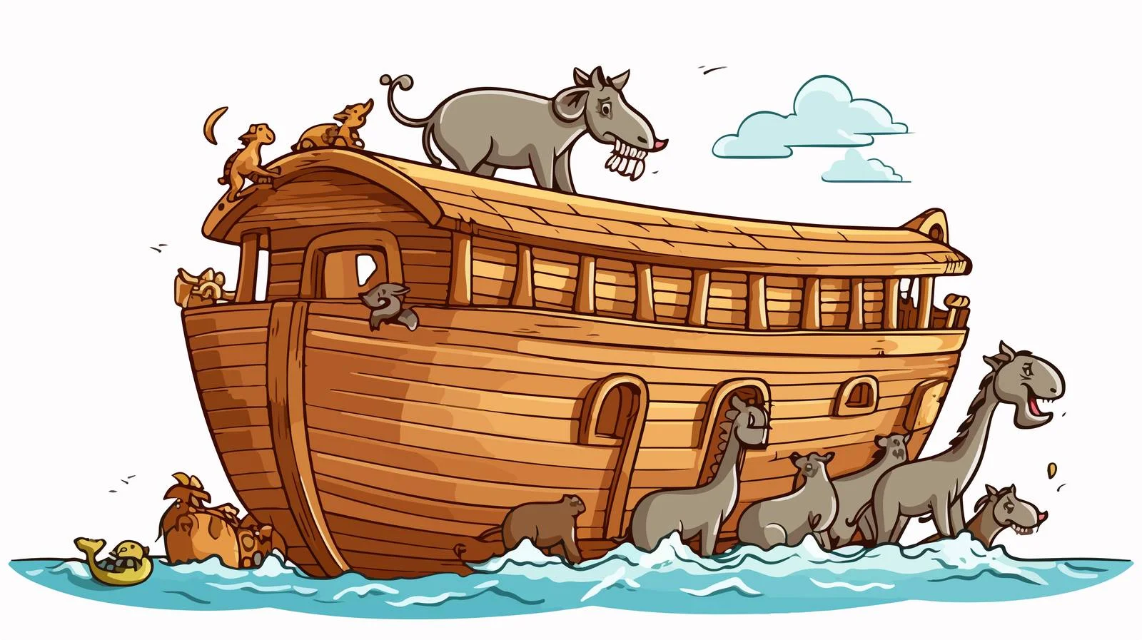 Noah's Ark Retro Cartoon Illustration — free download from Dotvec