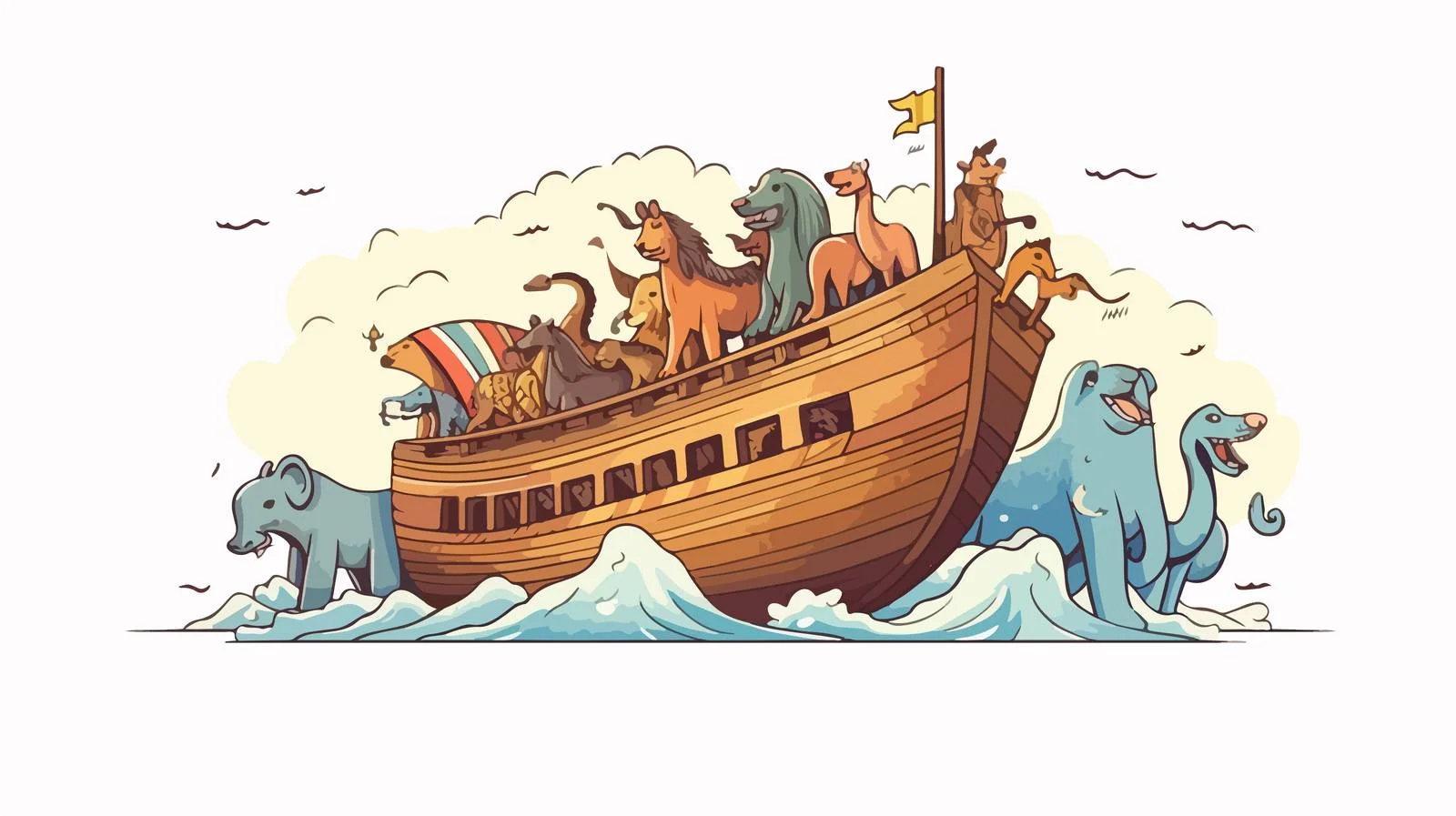 Vintage Noah's Ark Cartoon Graphic — free download from Dotvec