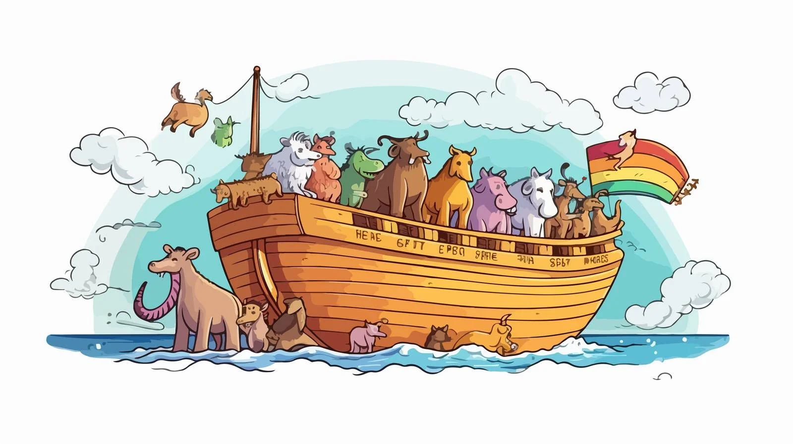Vintage Noah's Ark Cartoon Illustration — free download from Dotvec