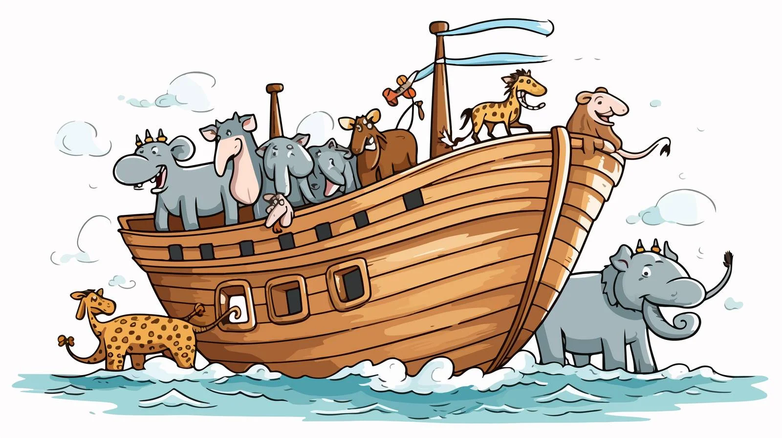 Retro Noah's Ark Cartoon Vector Illustration — free download from Dotvec