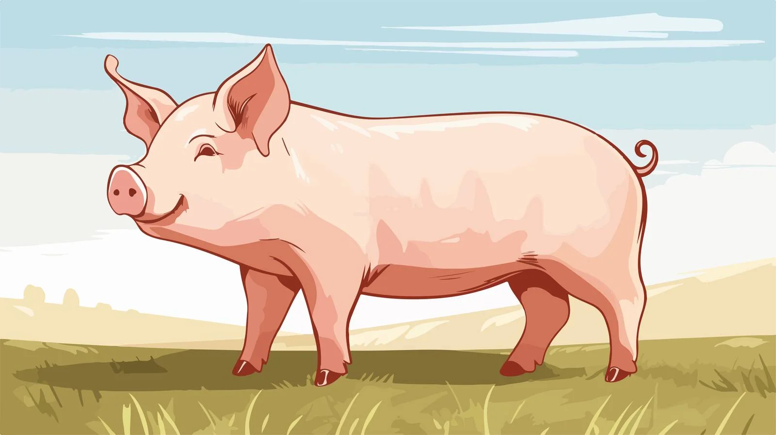 Vintage Cartoon Pig Vector Illustration — free download from Dotvec