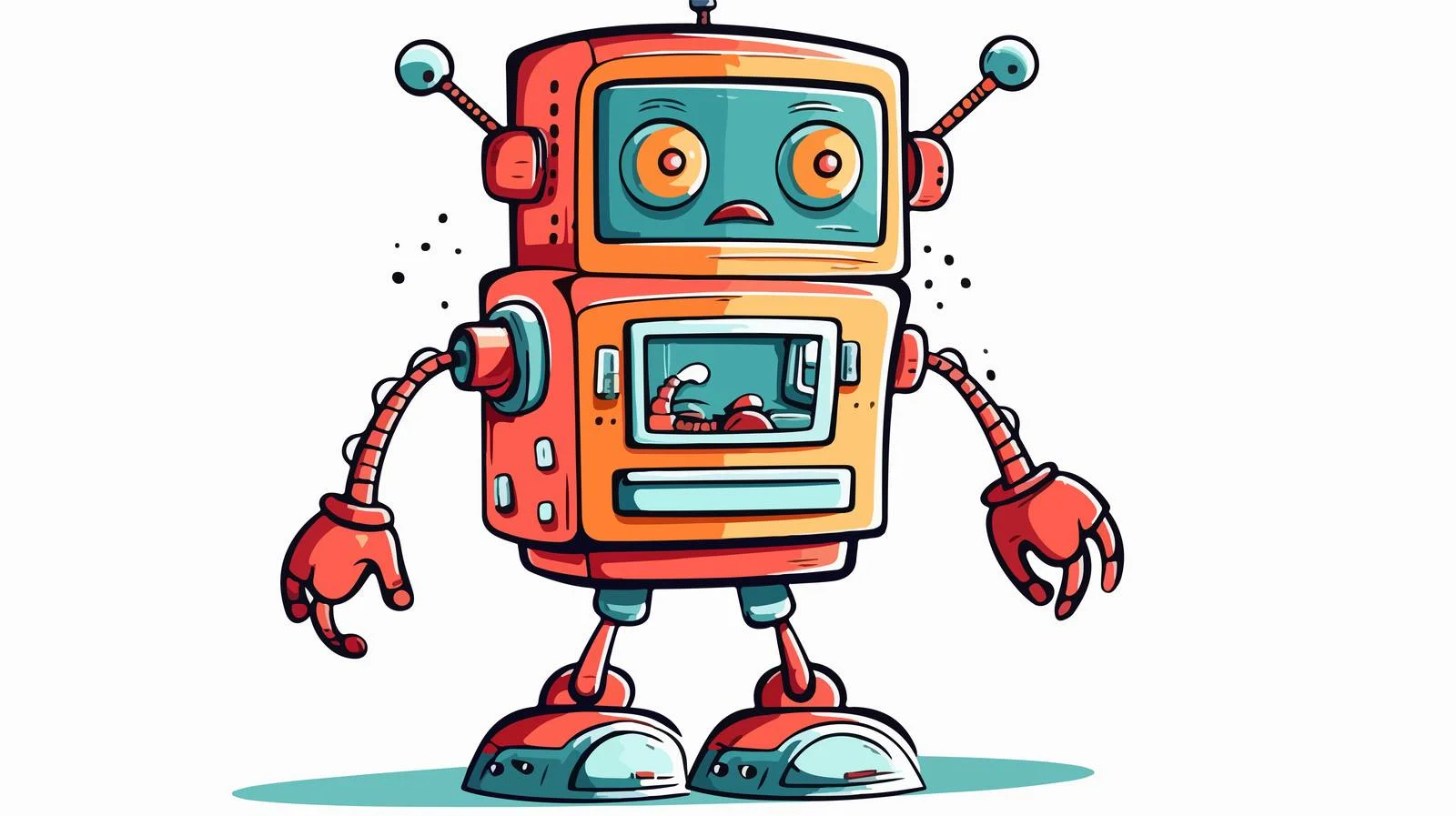 Retro Cartoon Robot Illustration — free download from Dotvec