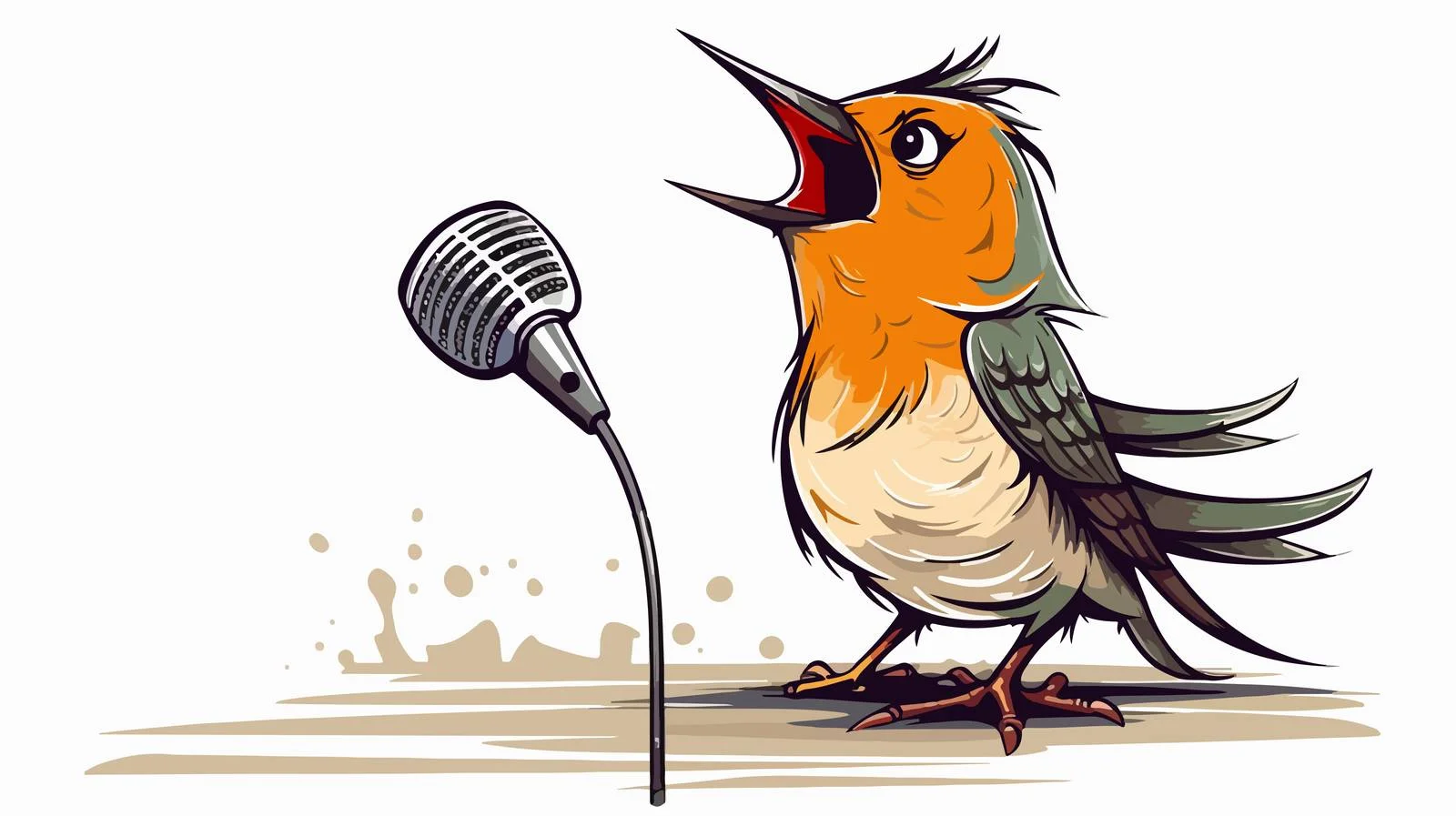 Vintage Cartoon Singing Bird Vector Illustration — free download from Dotvec