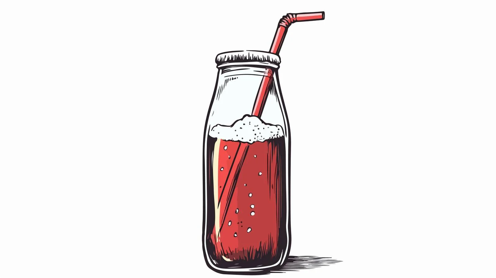 Vintage Cartoon Soda Bottle with Straw — free download from Dotvec
