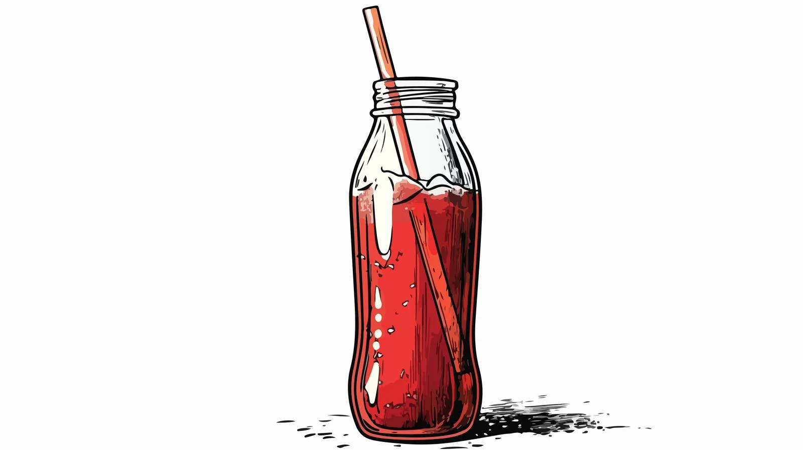 Retro Cartoon Soda Bottle and Straw — free download from Dotvec