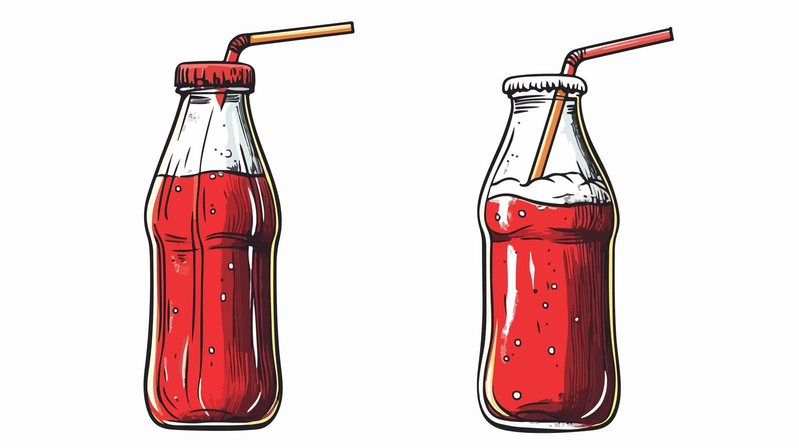 Vintage Soda Bottle with Straw Illustration — free download from Dotvec